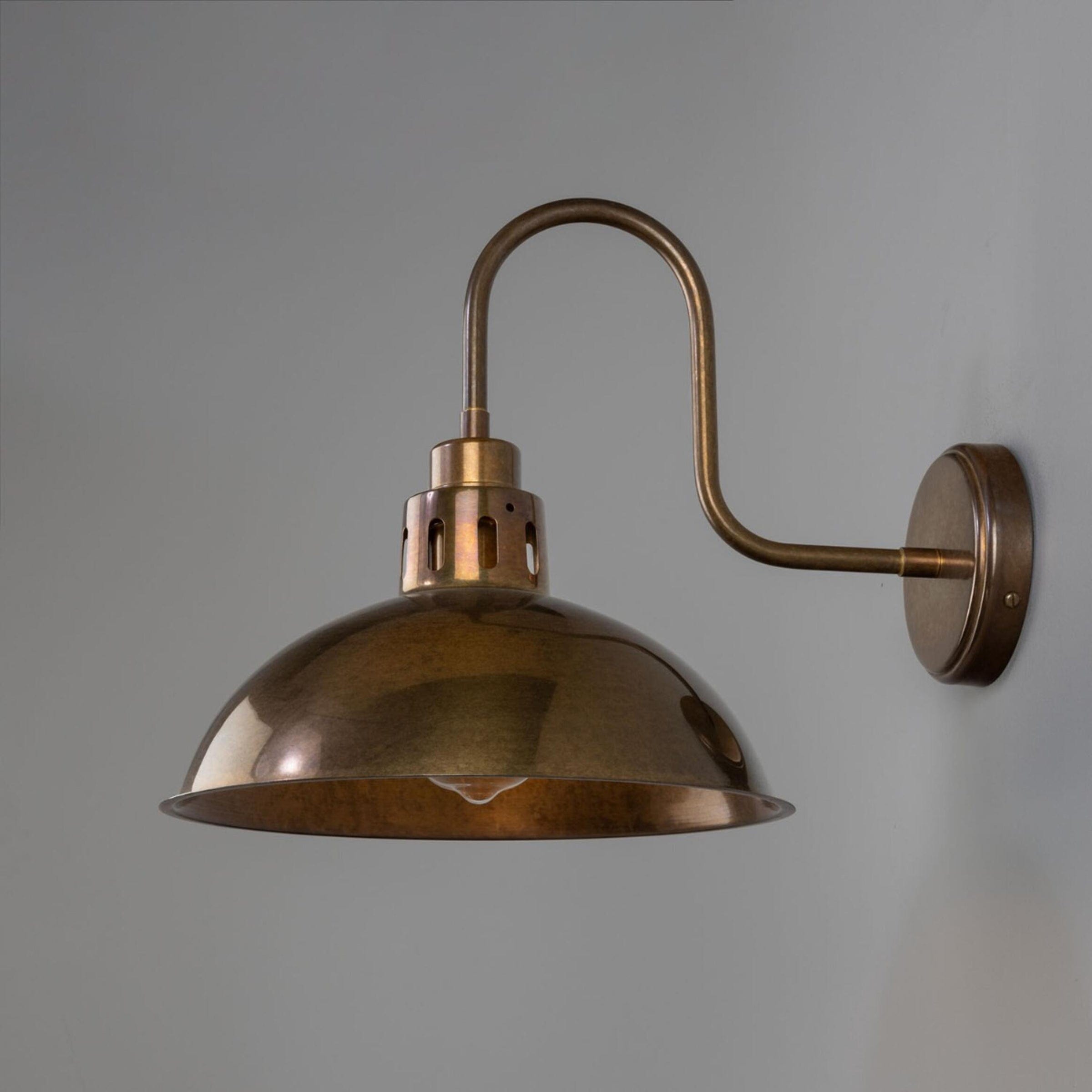 Mullan Lighting Lighting Paris Industrial Brass Swan Neck Wall Sconce