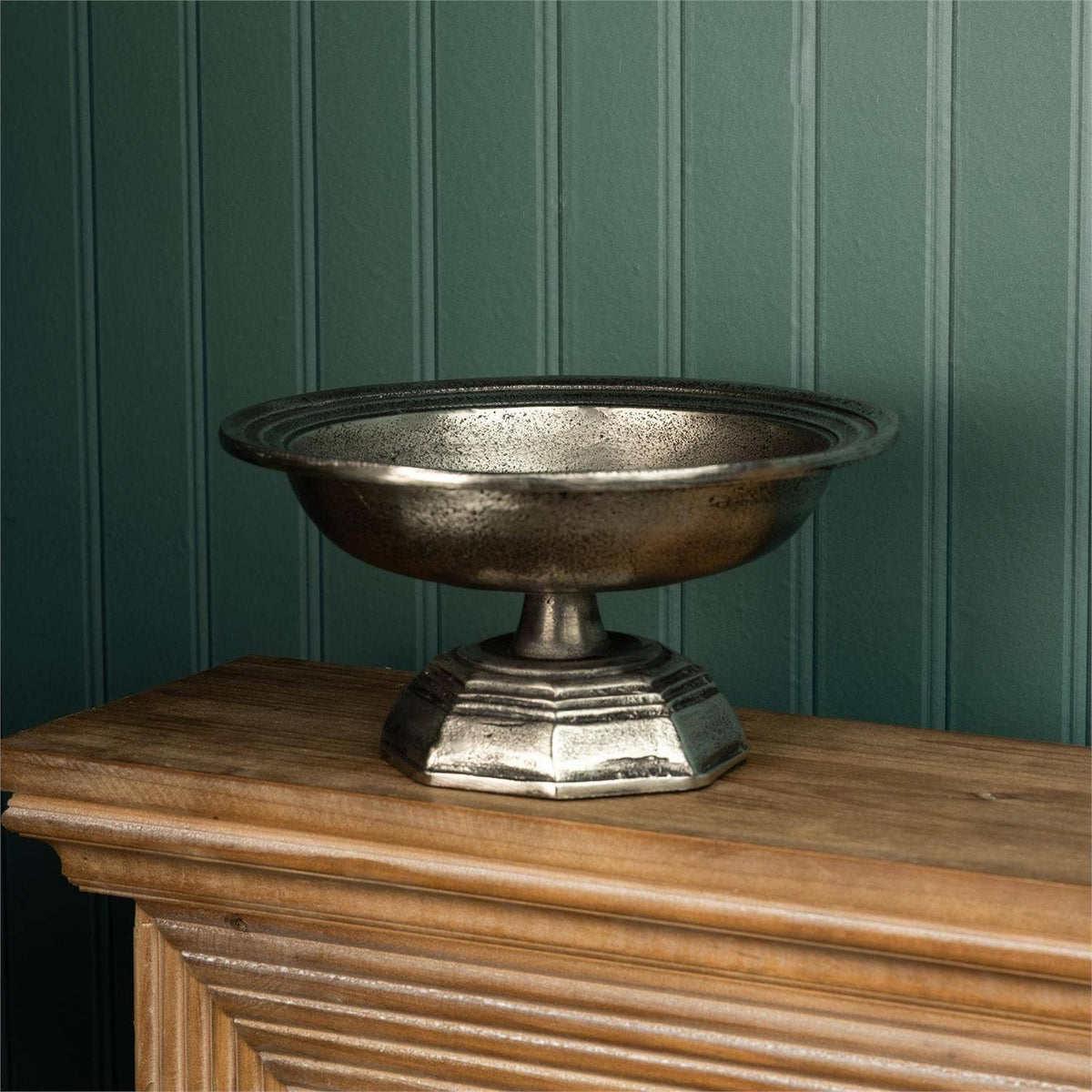Audrey's Home & Gift SHOP Pedestal Bowl, Antiqued Pewter Finish