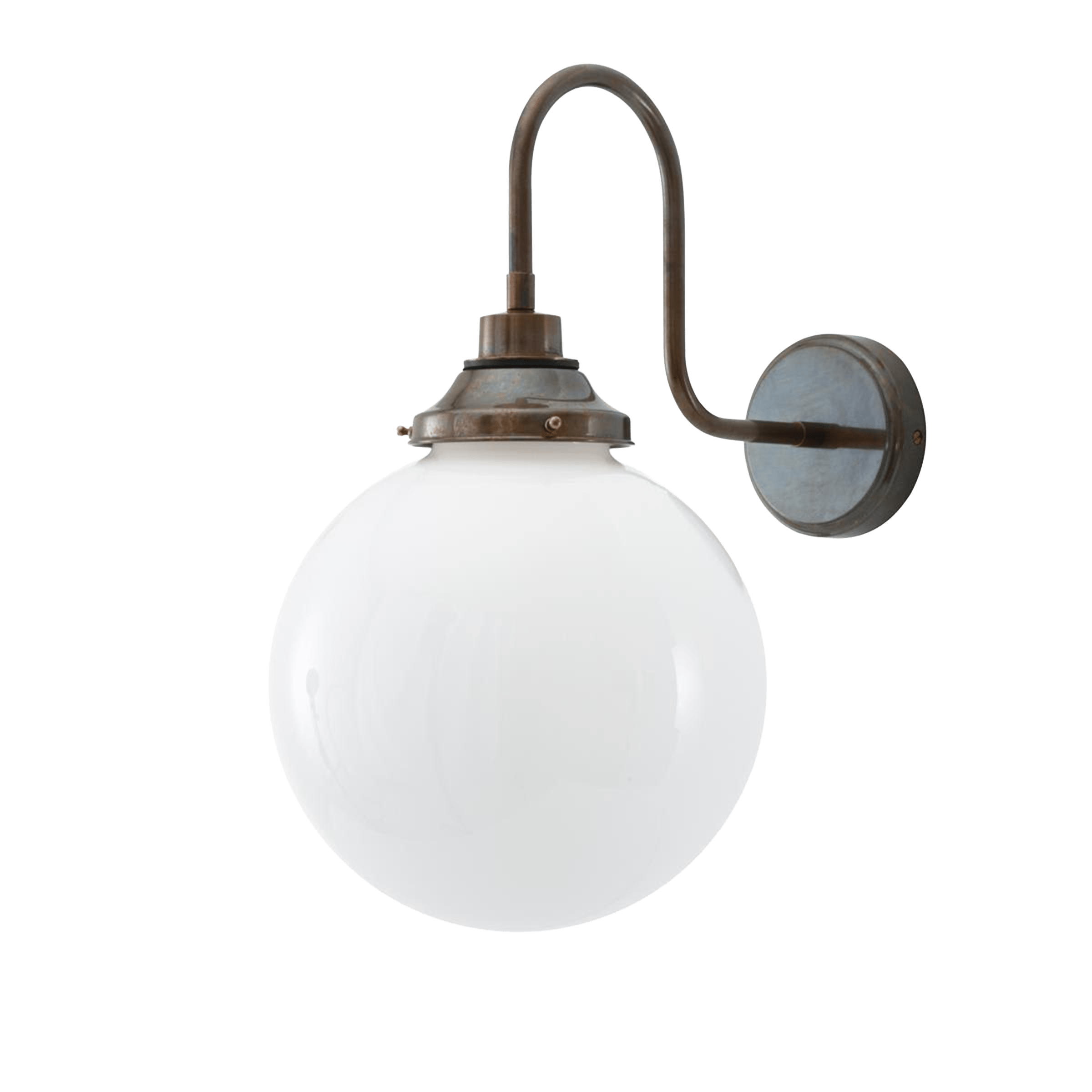 Mullan Lighting Lighting 9.75" / Antique Brass Pelagia Opal Globe Swan Neck Wall Light