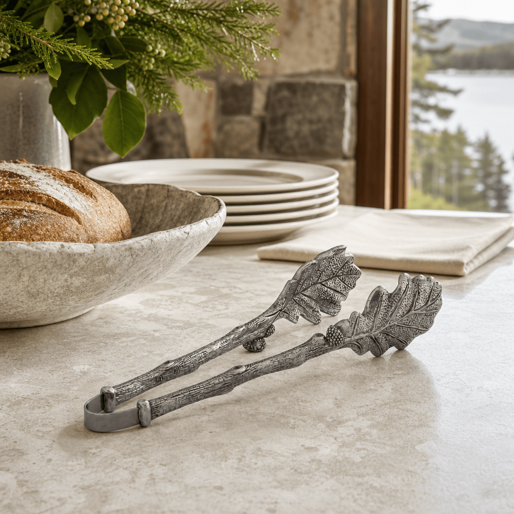 Vagabond House SHOP Pewter Oak Leaf Tongs