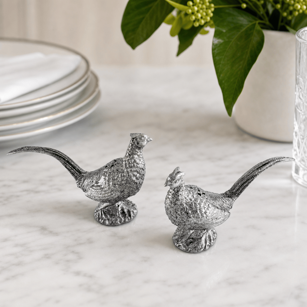 Vagabond House SHOP Pewter Pheasants Salt & Pepper Set