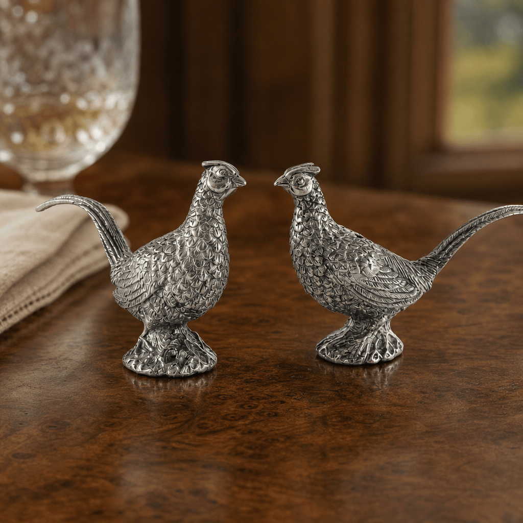 Vagabond House SHOP Pewter Pheasants Salt & Pepper Set