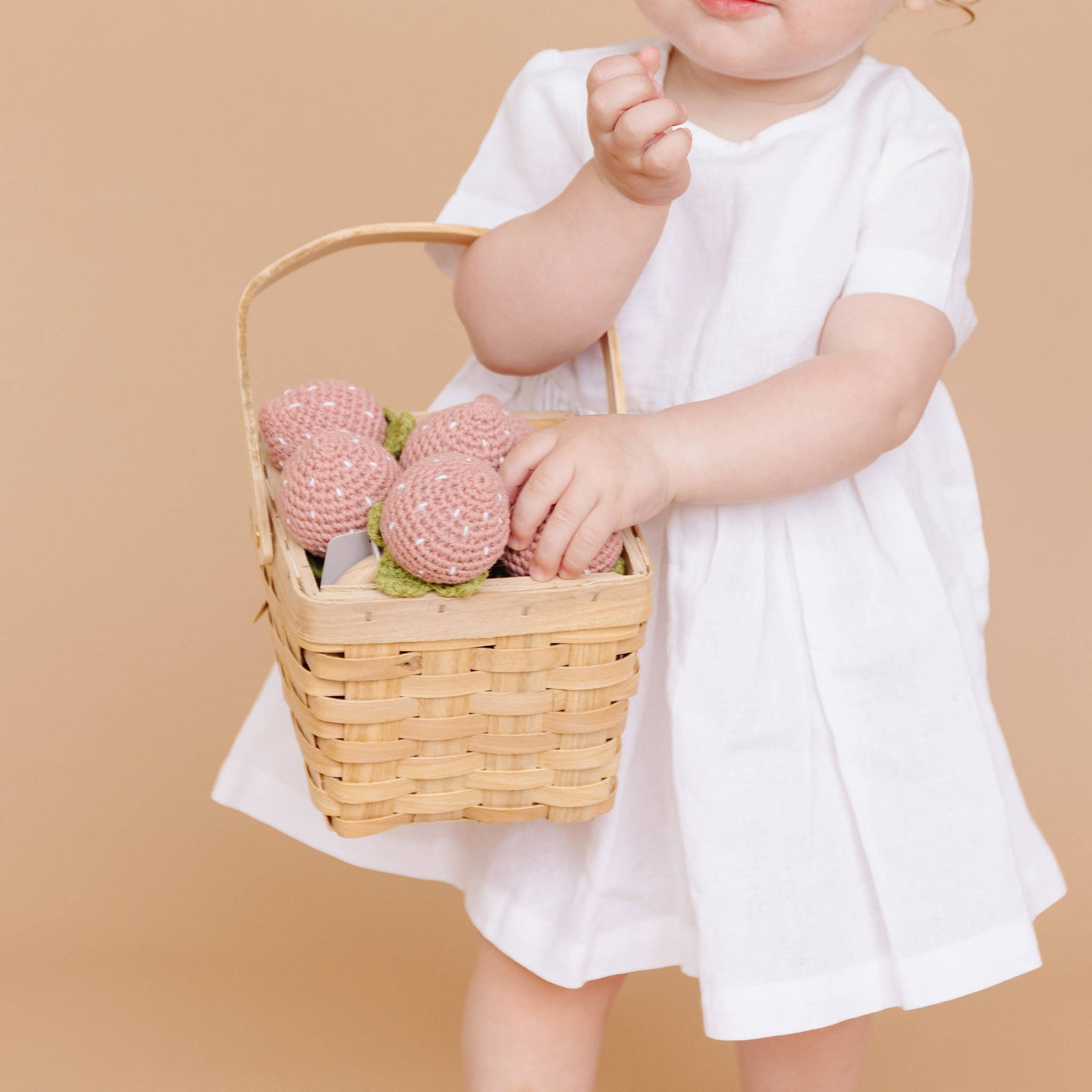 The Blueberry Hill SHOP Pink Strawberry Crocheted Teether Rattle