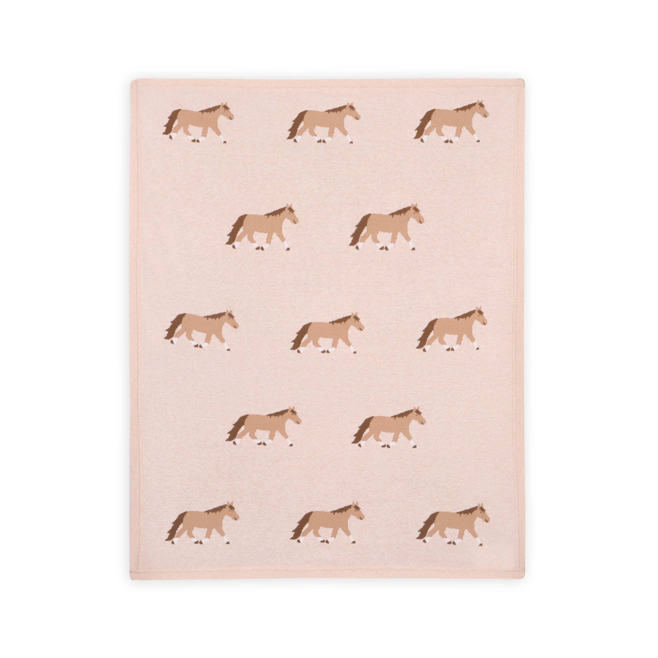 Viverano Organics Baby Blanket One Size / Oatmeal Heather Pony Snuggles - Organic Cotton Jacquard Knit Baby Blanket
