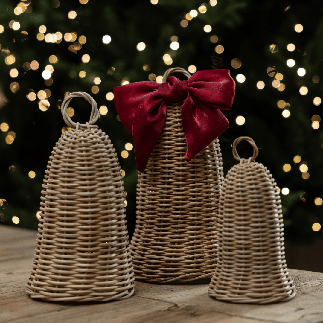 Luxe B Co SHOP Rattan Bells, Set of 3