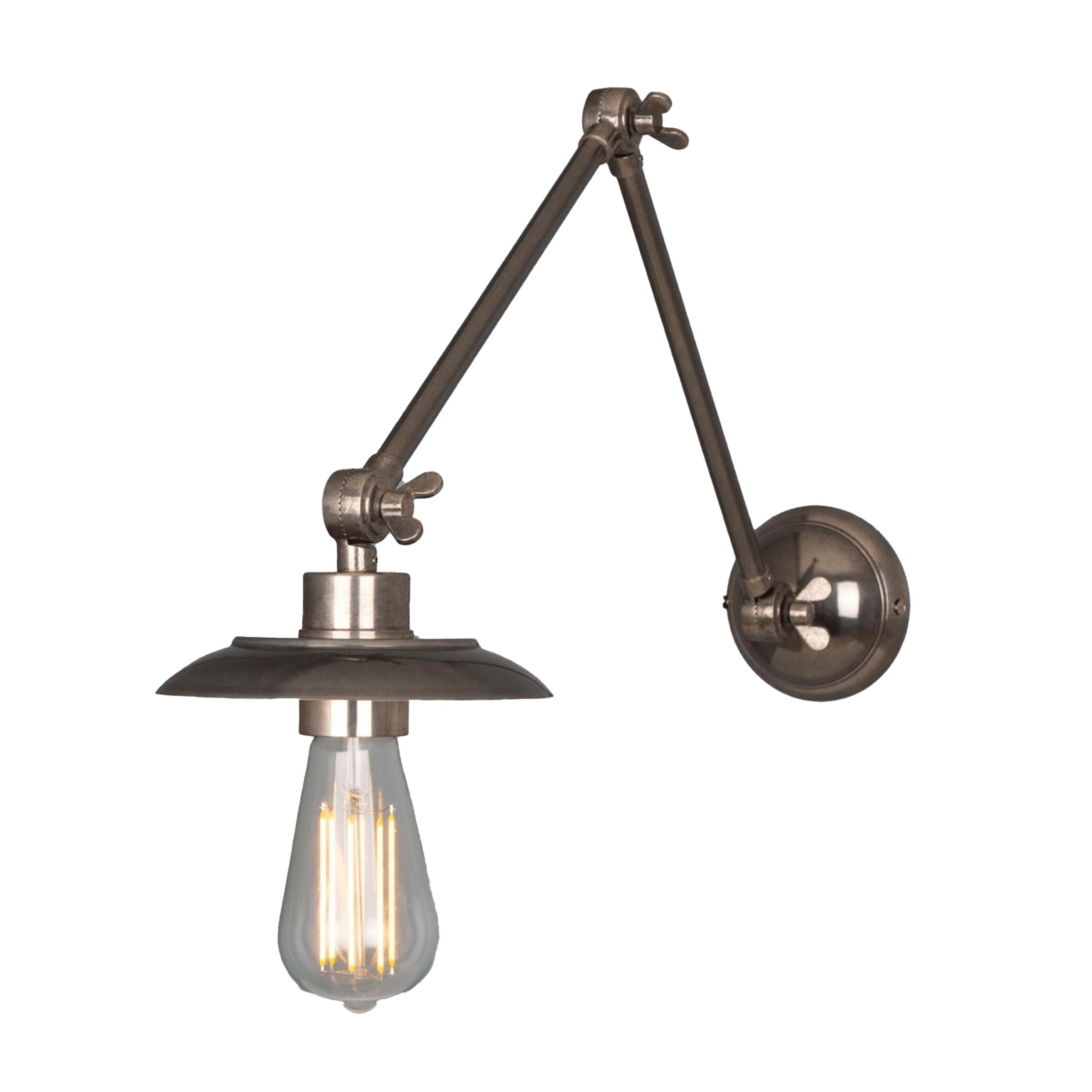 Mullan Lighting Lighting Antique Silver Reznor Vintage Adjustable Arm Bare Bulb Picture Light