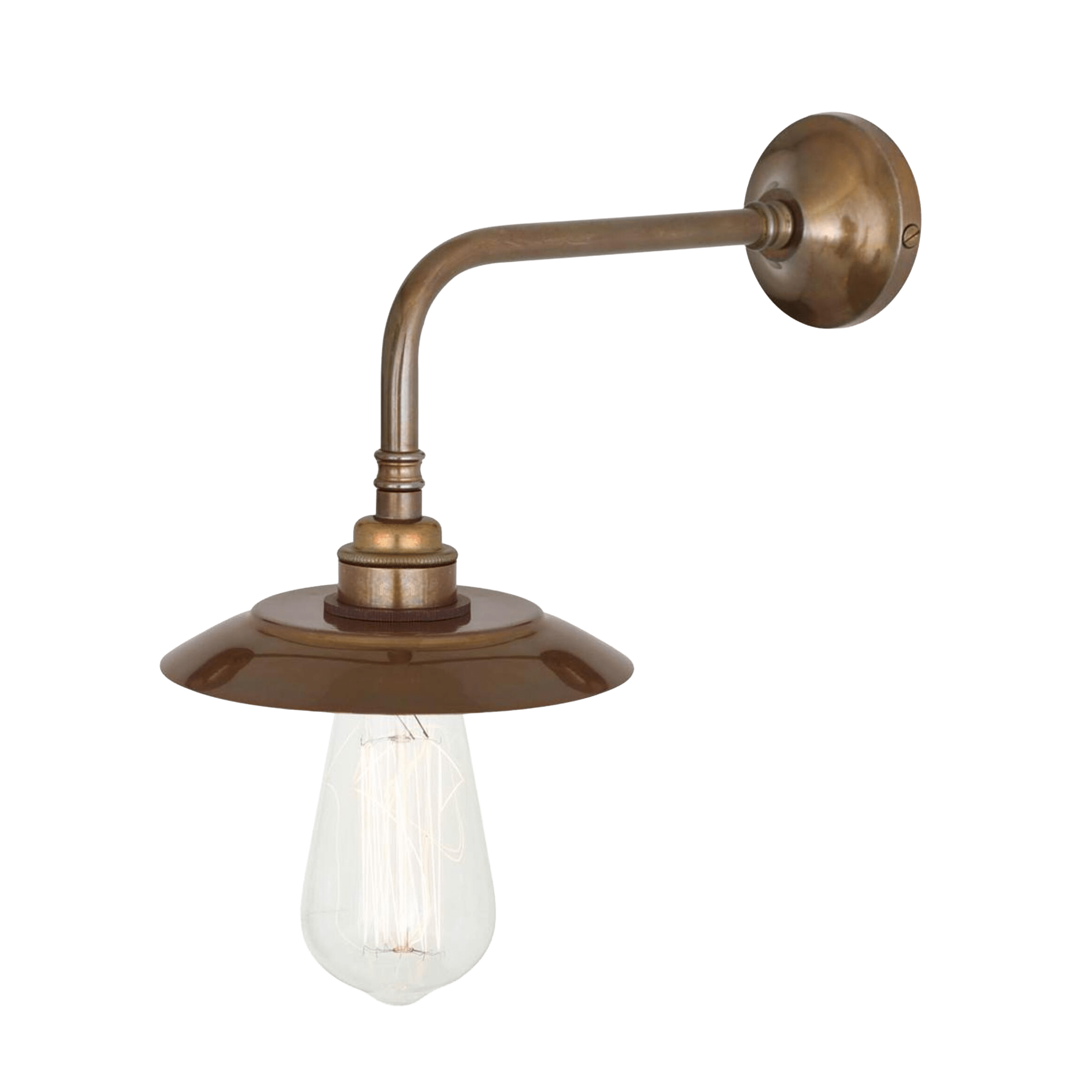 Mullan Lighting Lighting Antique Brass Reznor Vintage Straight Arm Wall Sconce