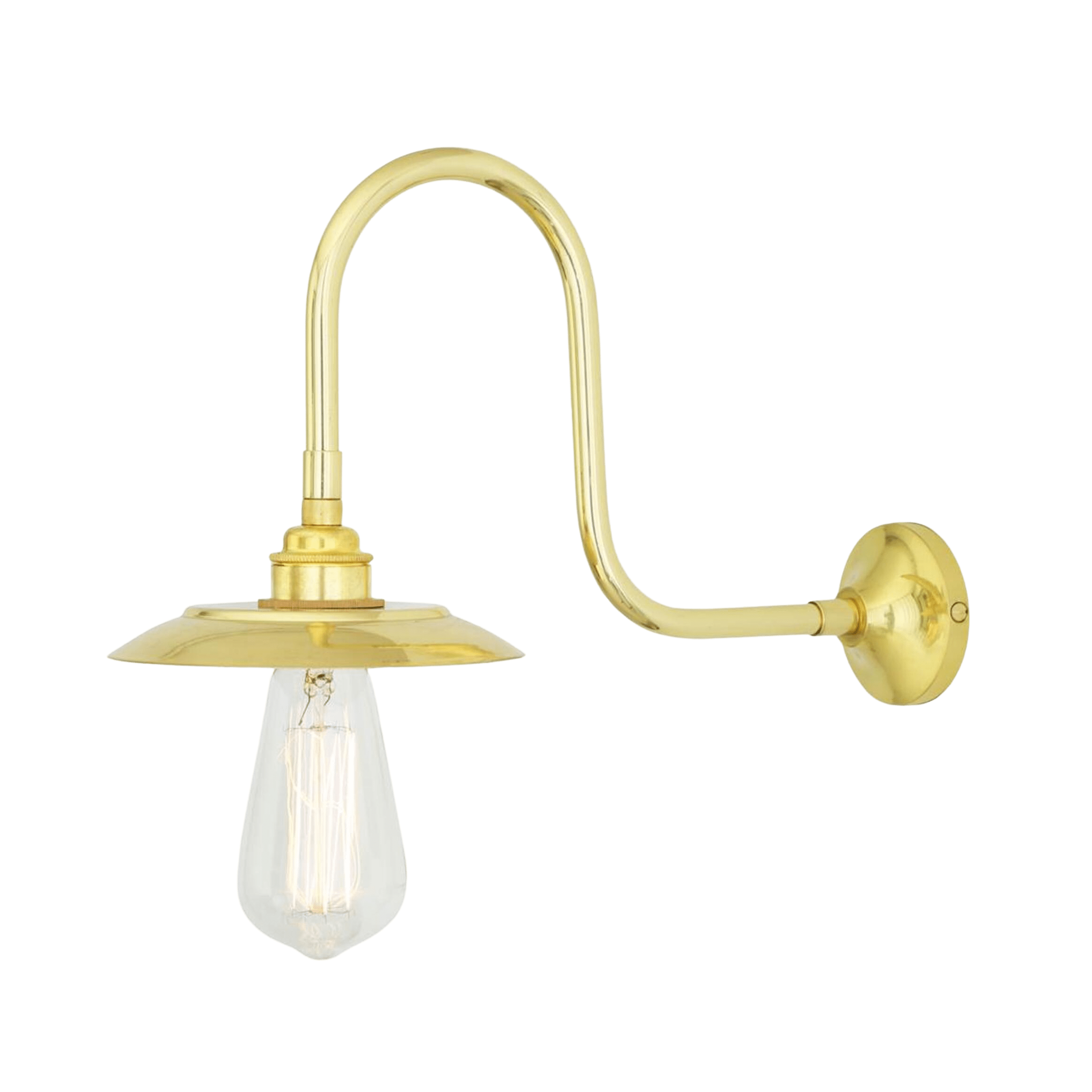 Mullan Lighting Lighting Polished Brass Reznor Vintage Swan Neck Wall Sconce
