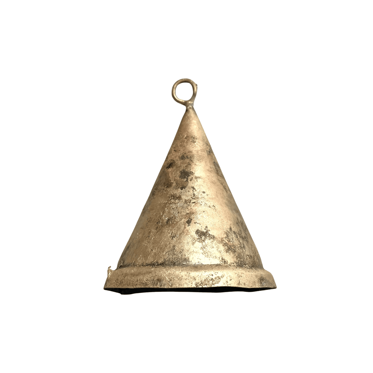 fort & field SHOP Rustic Cone Christmas Bell, Brass Finish