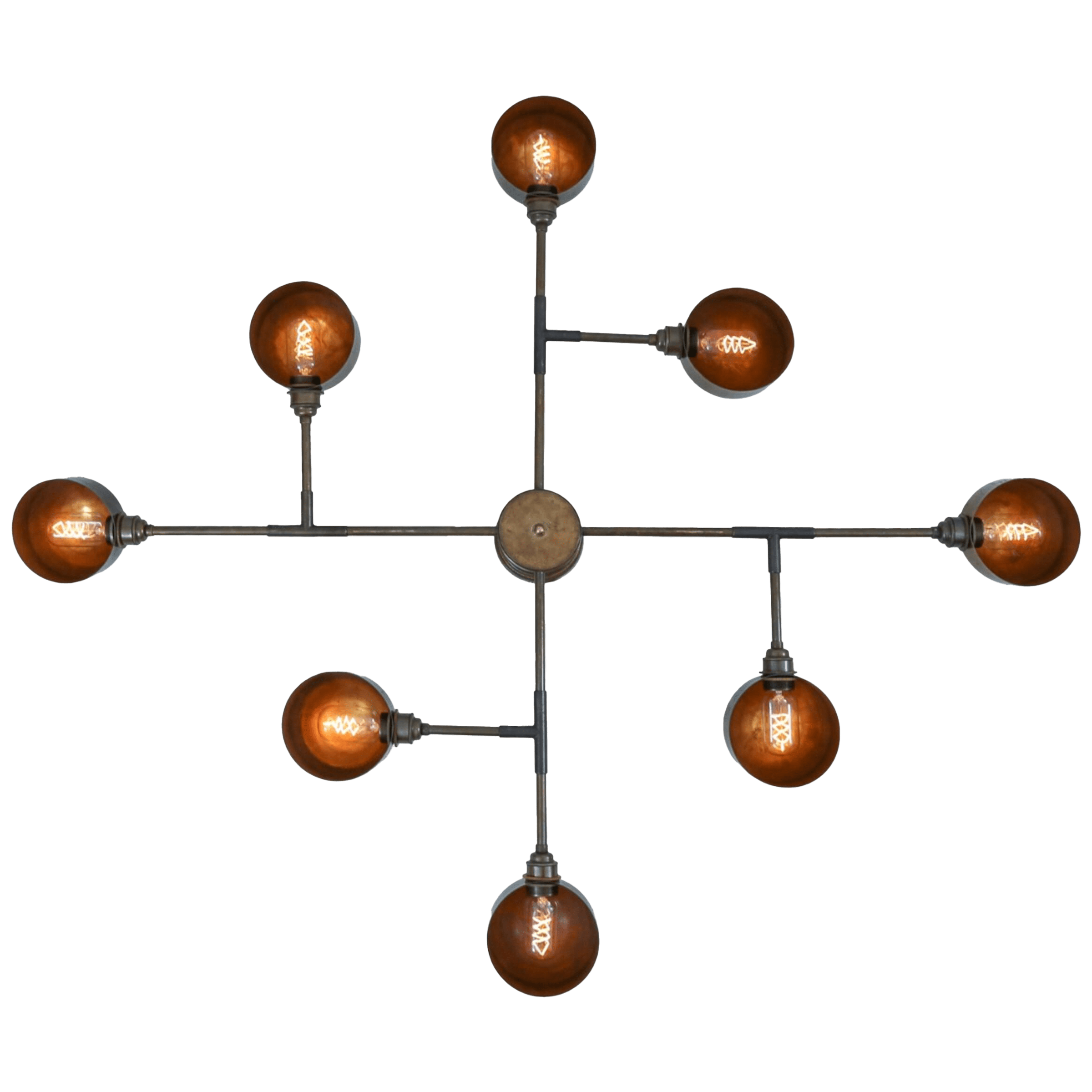 Mullan Lighting Lighting Santa Anita Industrial Flush Chandelier, Eight-Arm