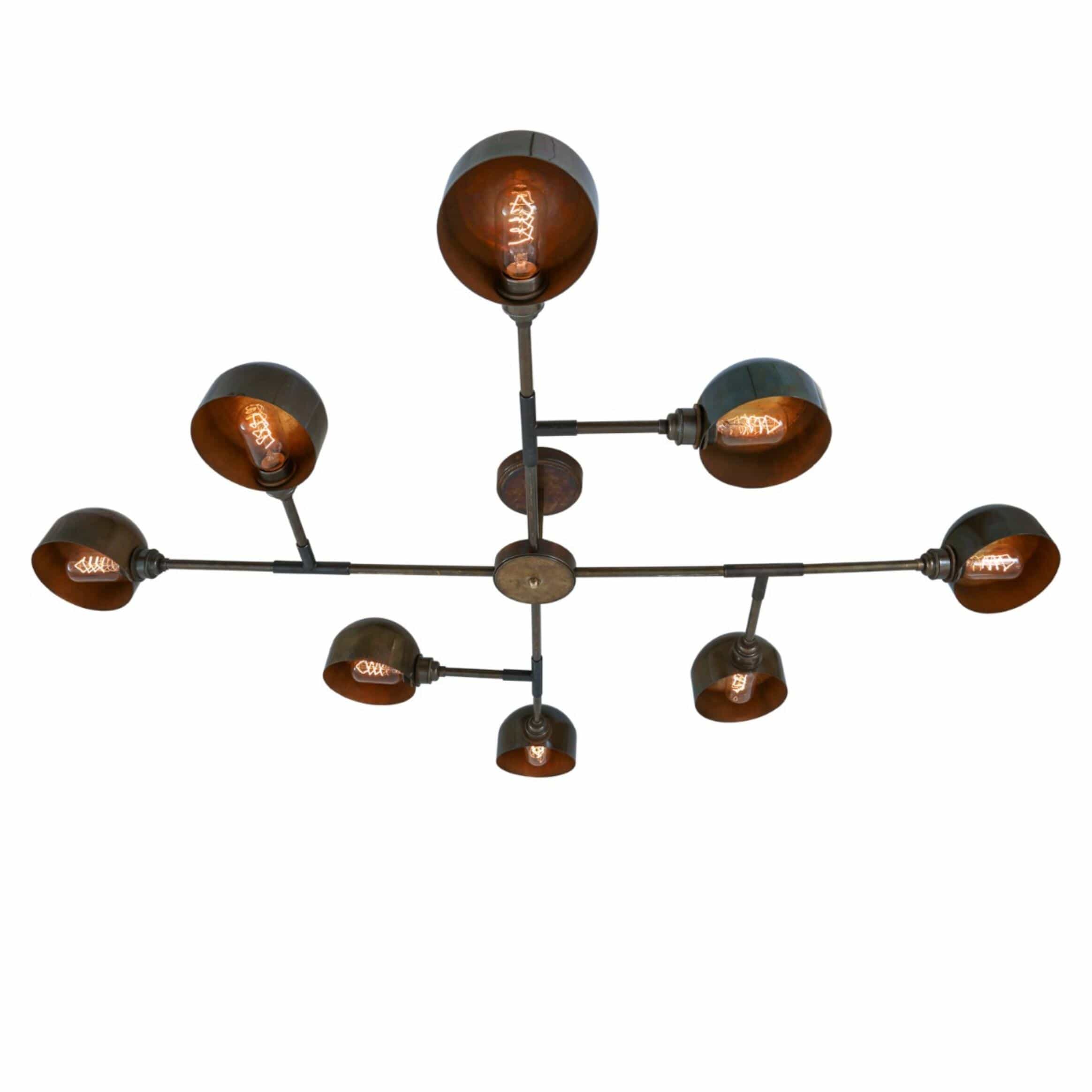 Mullan Lighting Lighting Santa Anita Industrial Flush Chandelier, Eight-Arm
