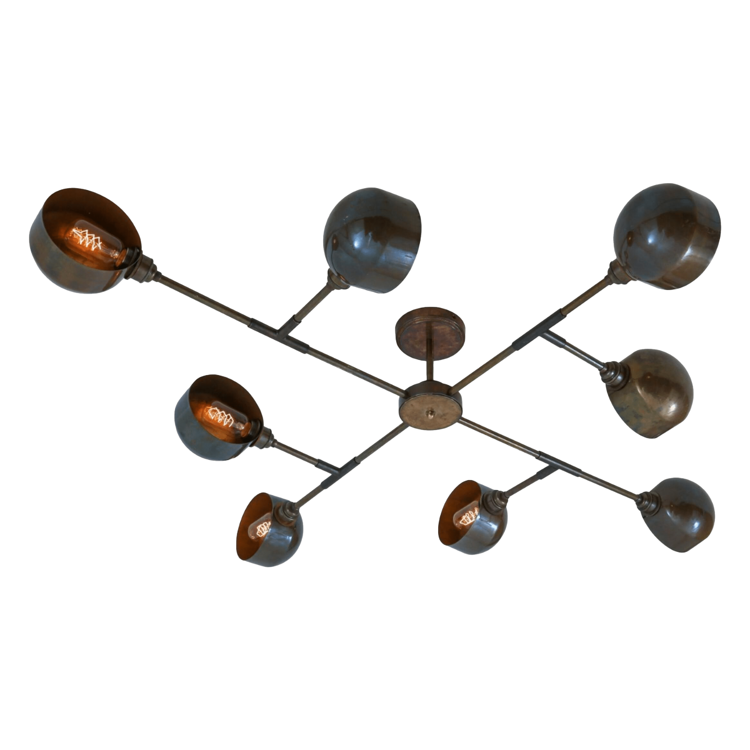 Mullan Lighting Lighting Santa Anita Industrial Flush Chandelier, Eight-Arm