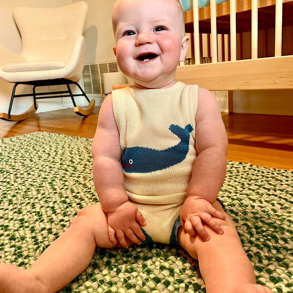Estella SHOP Sleeveless Knit Whale Baby Romper