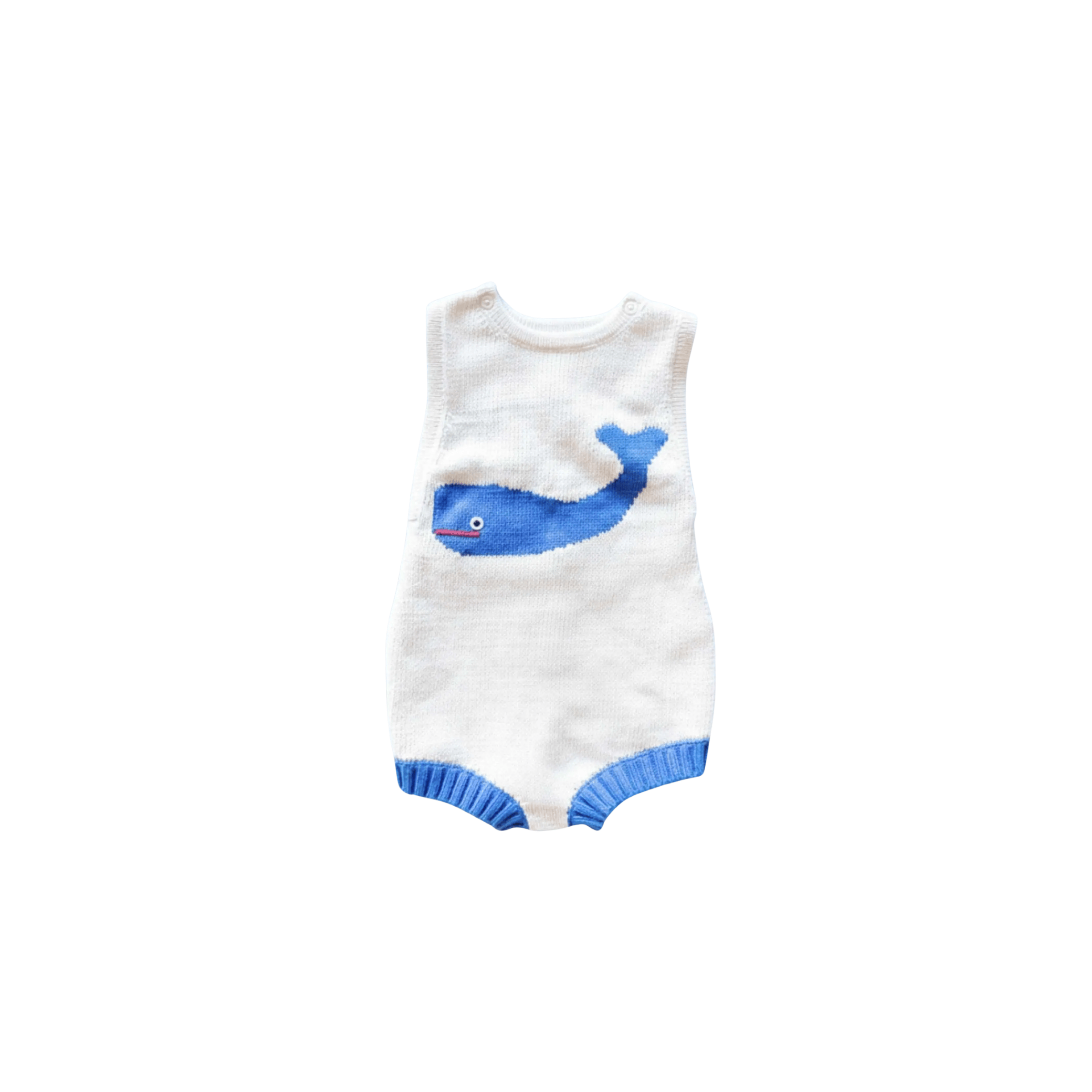 Estella SHOP Sleeveless Knit Whale Baby Romper