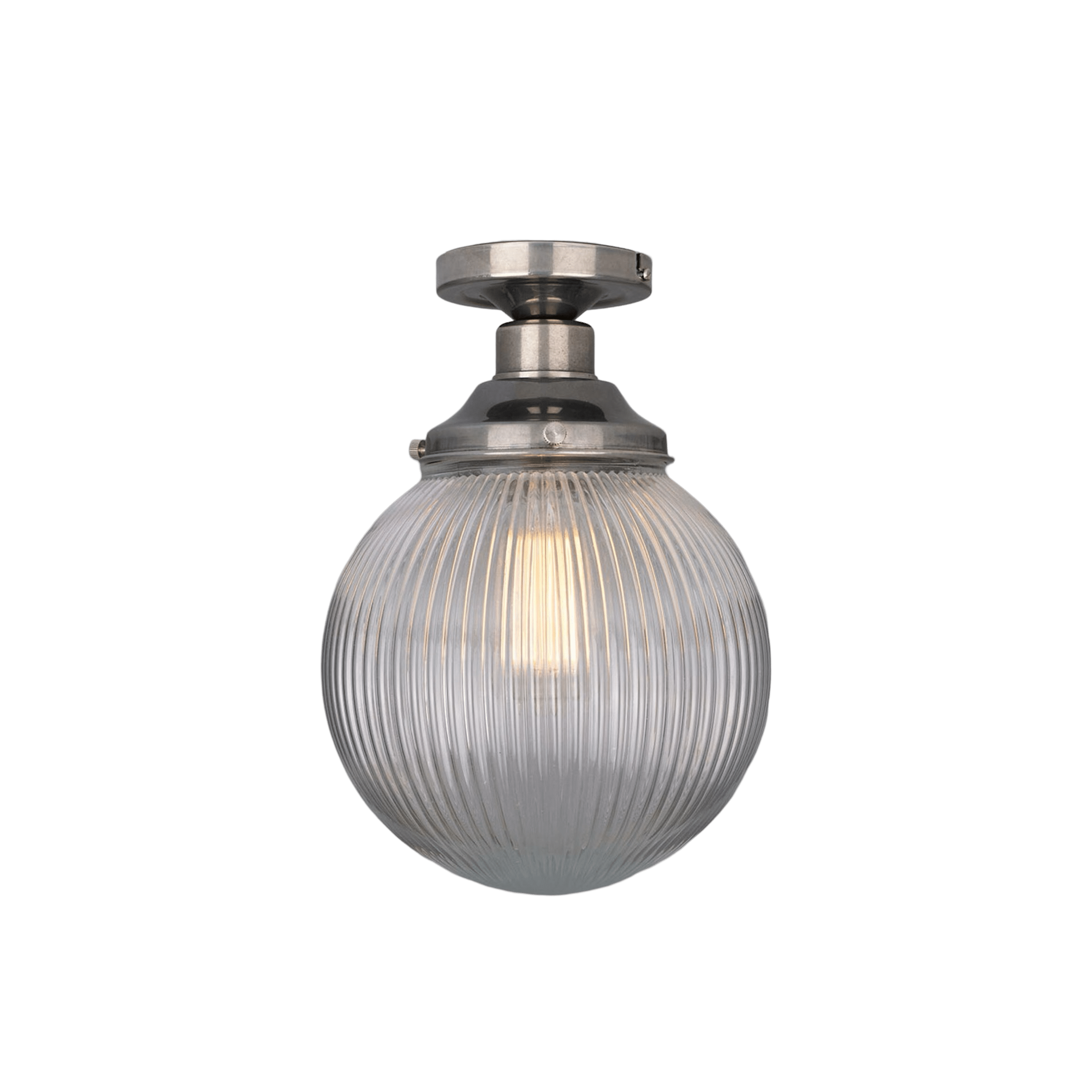 Mullan Lighting Lighting Antique Silver Stanley Prismatic Glass Globe Ceiling Light