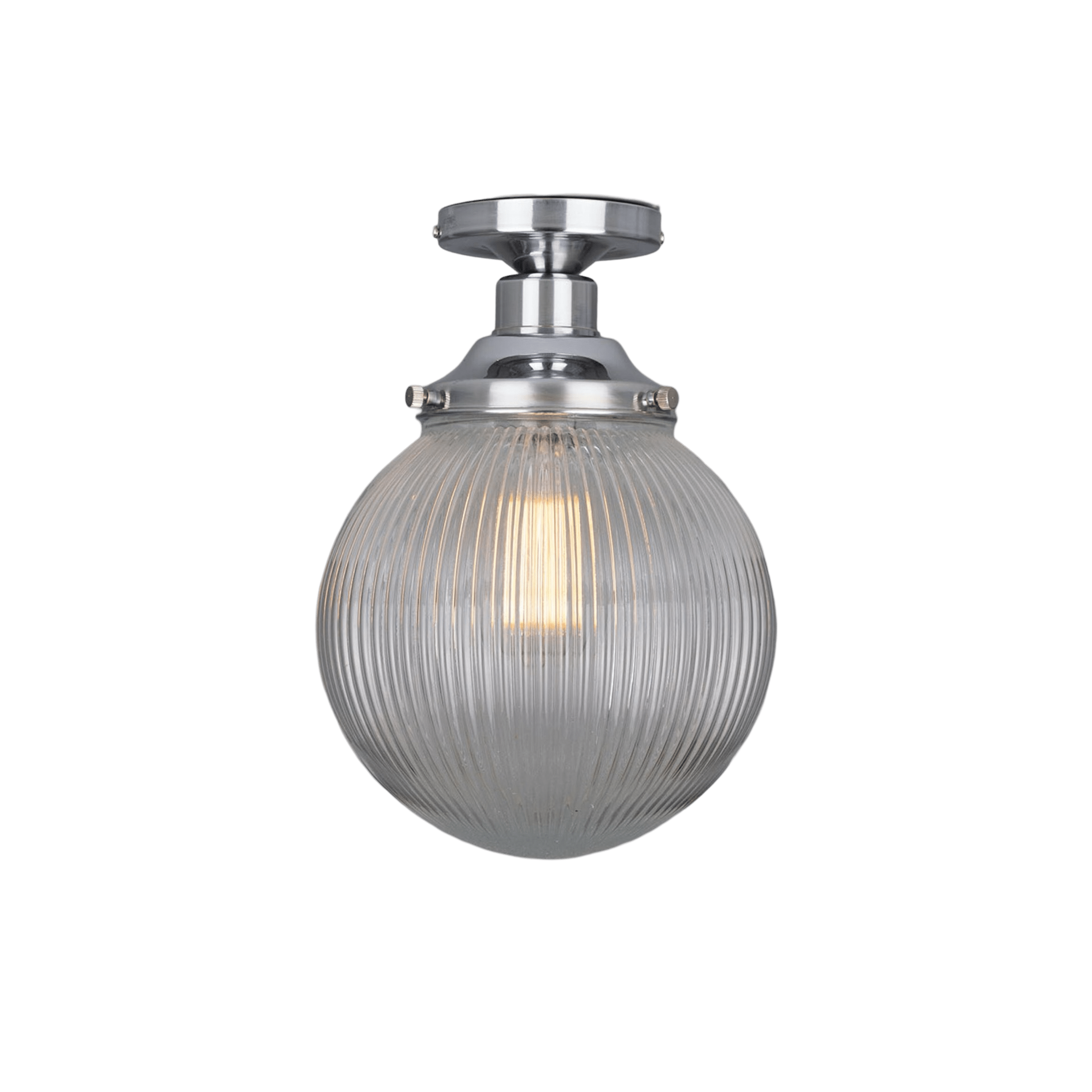 Mullan Lighting Lighting Polished Chrome Stanley Prismatic Glass Globe Ceiling Light