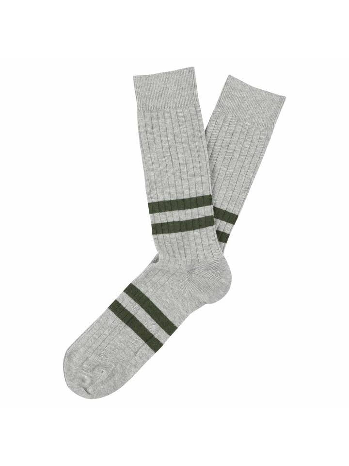 Escuyer Socks Stripe Socks, Ecru / Blue