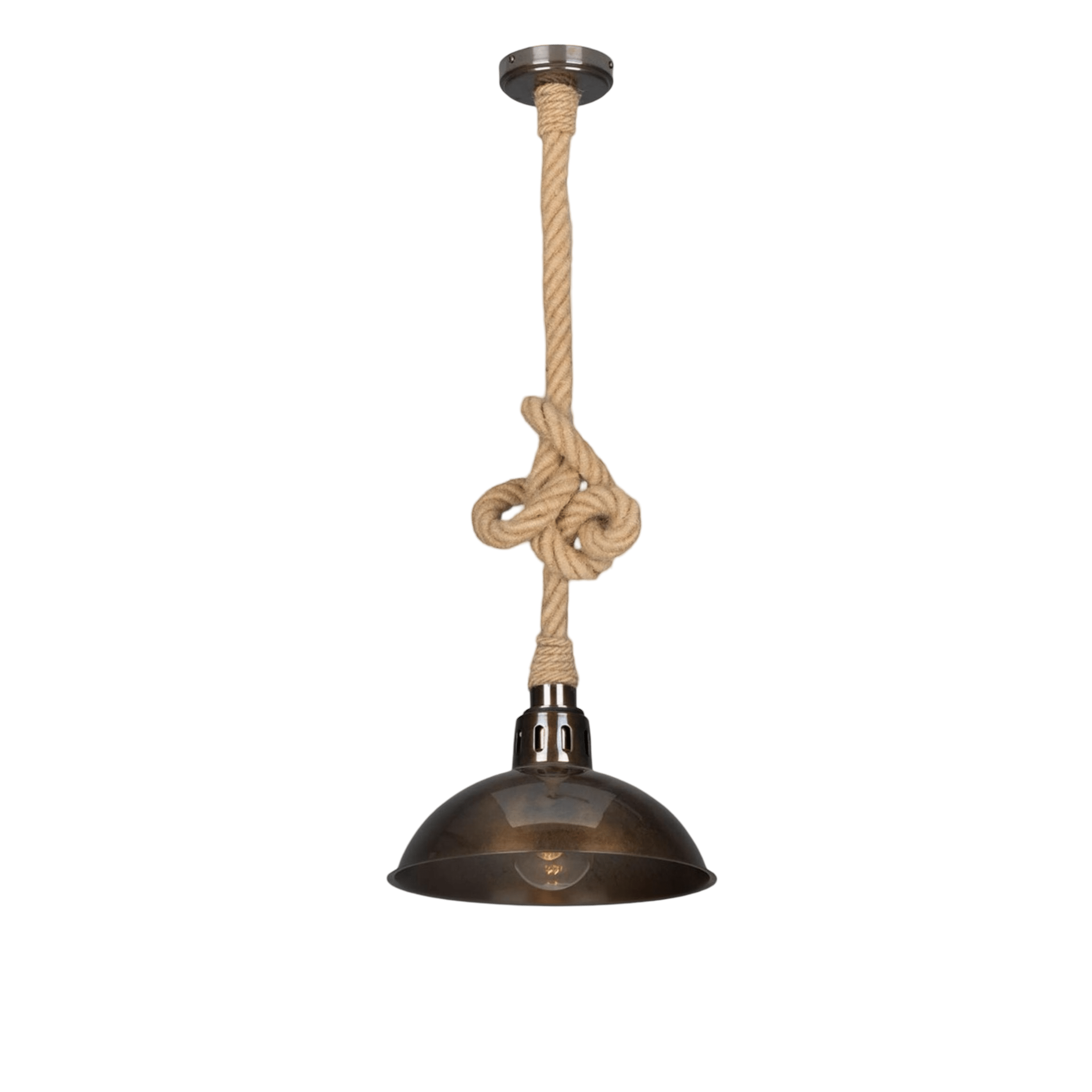 Mullan Lighting Lighting Tahiti Jute Rope Pendant Light with Vintage Brass Shade