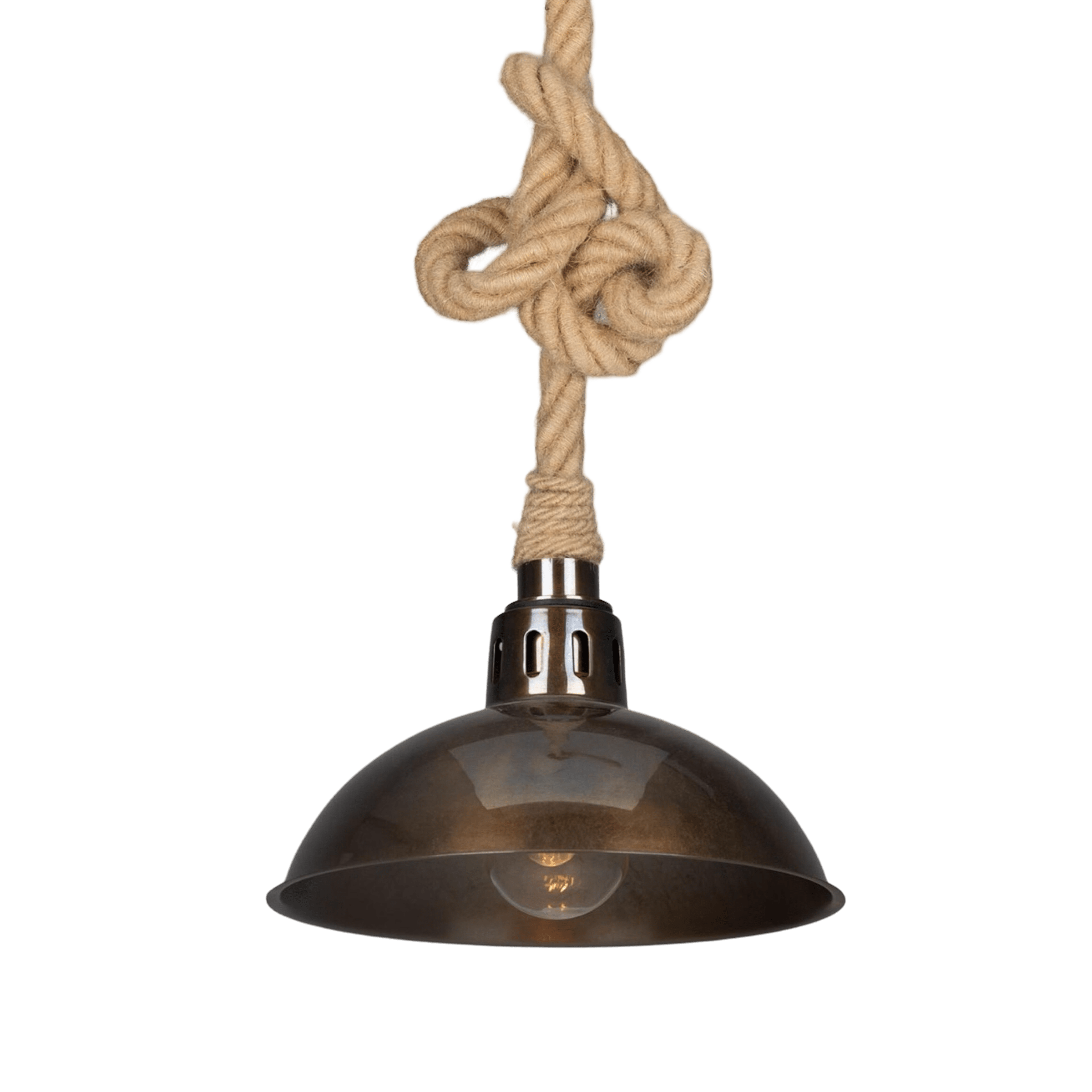Mullan Lighting Lighting Tahiti Jute Rope Pendant Light with Vintage Brass Shade
