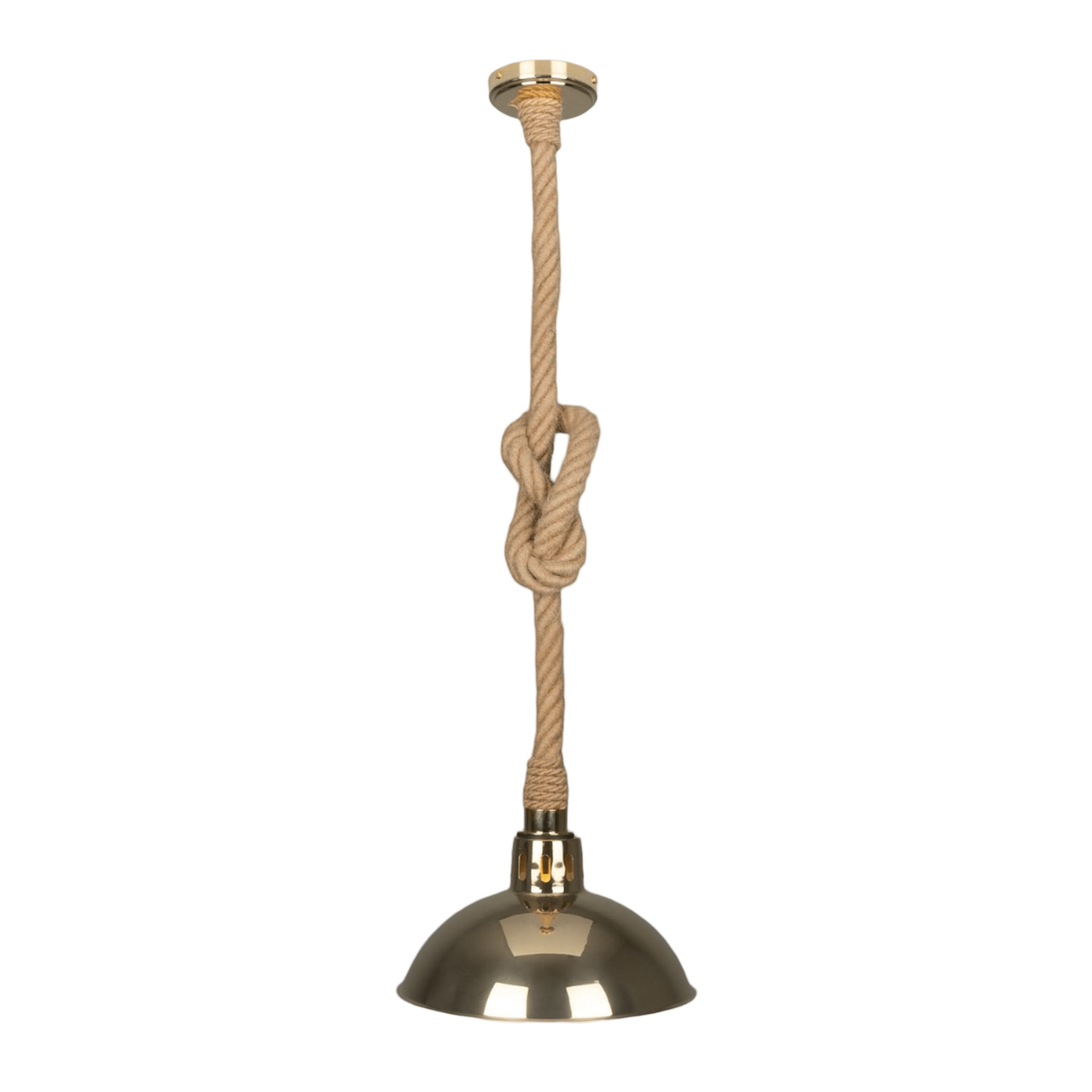 Mullan Lighting Lighting Tahiti Jute Rope Pendant Light with Vintage Brass Shade
