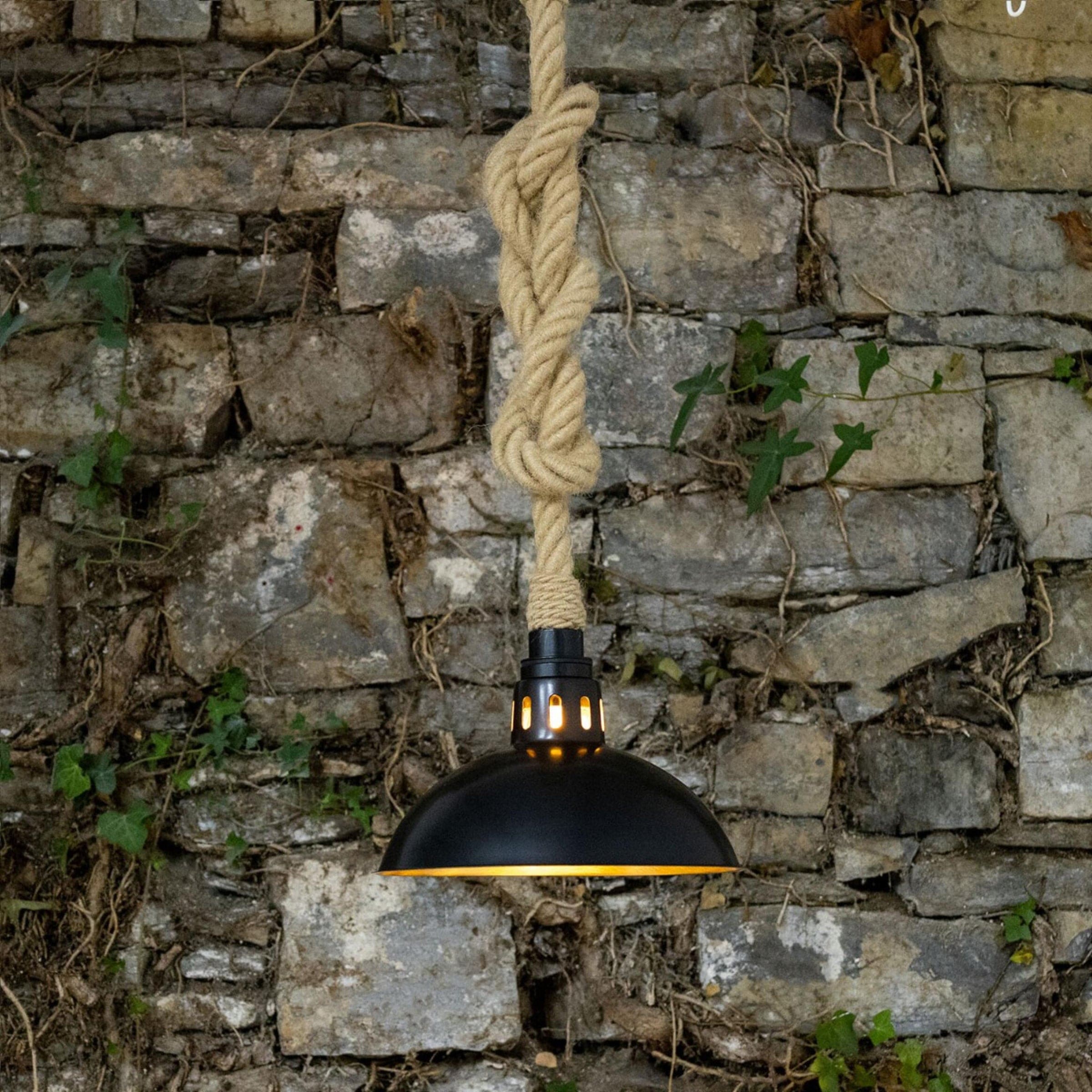 Mullan Lighting Lighting Tahiti Jute Rope Pendant Light with Vintage Brass Shade