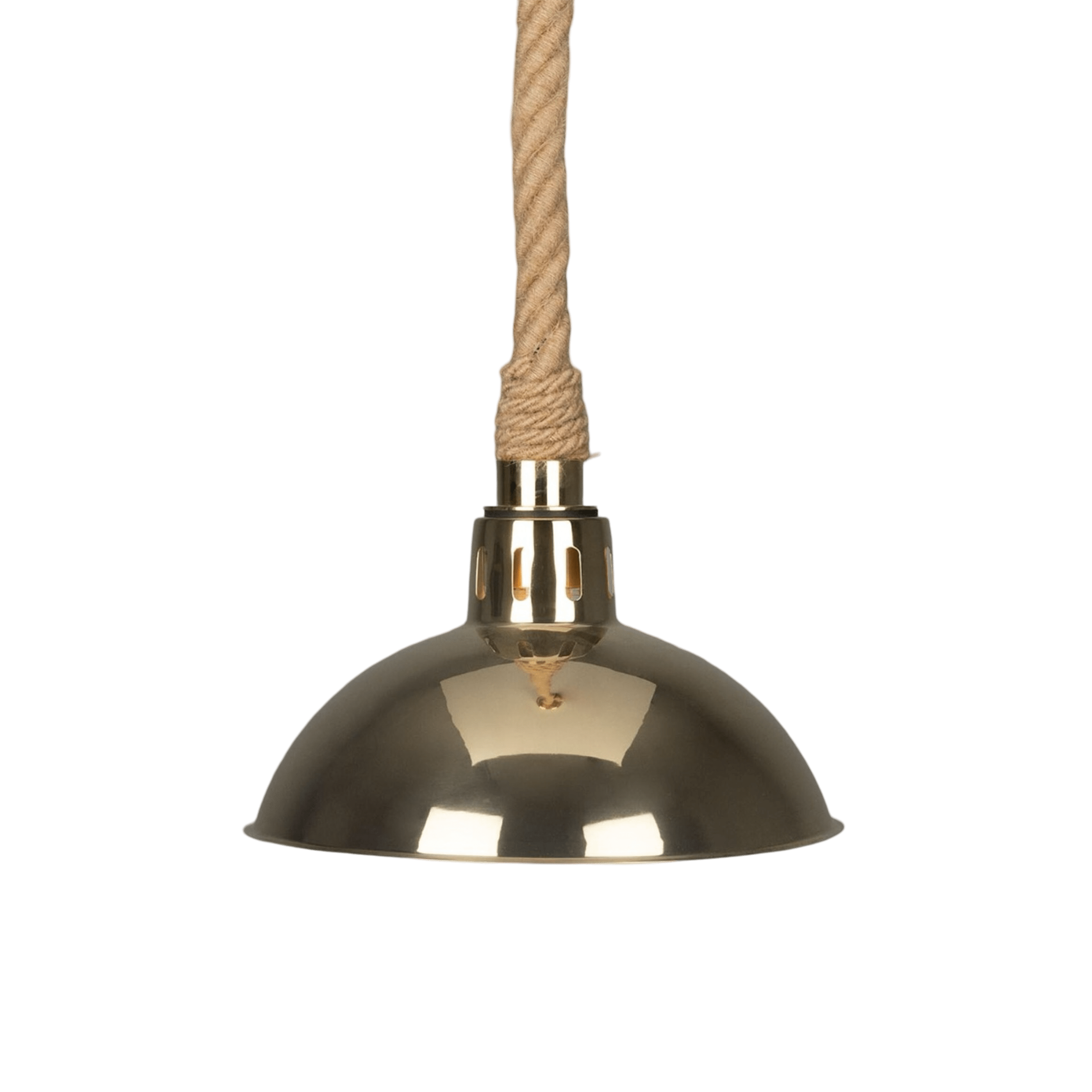 Mullan Lighting Lighting Polished Brass / 39.25" (100cm) Tahiti Jute Rope Pendant Light with Vintage Brass Shade