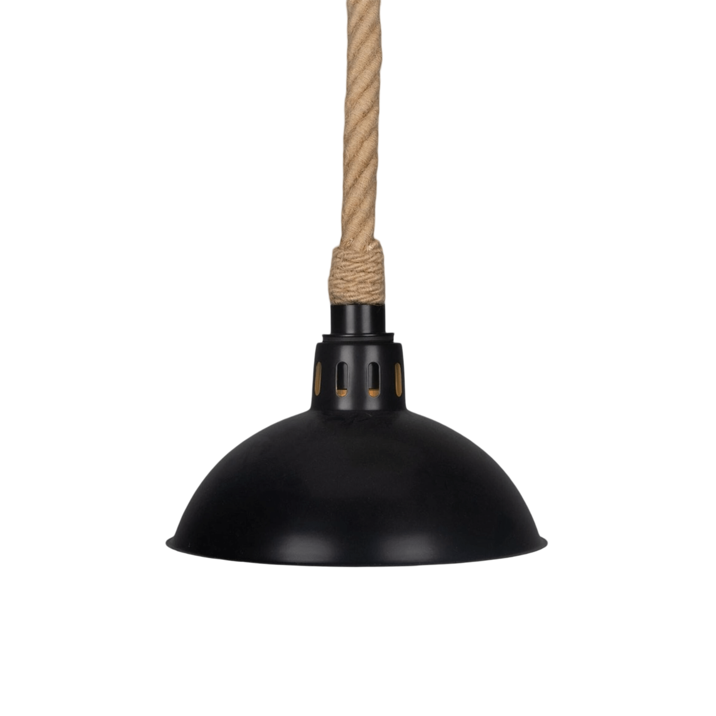 Mullan Lighting Lighting Powder-coated Matte Black / 39.25" (100cm) Tahiti Jute Rope Pendant Light with Vintage Brass Shade