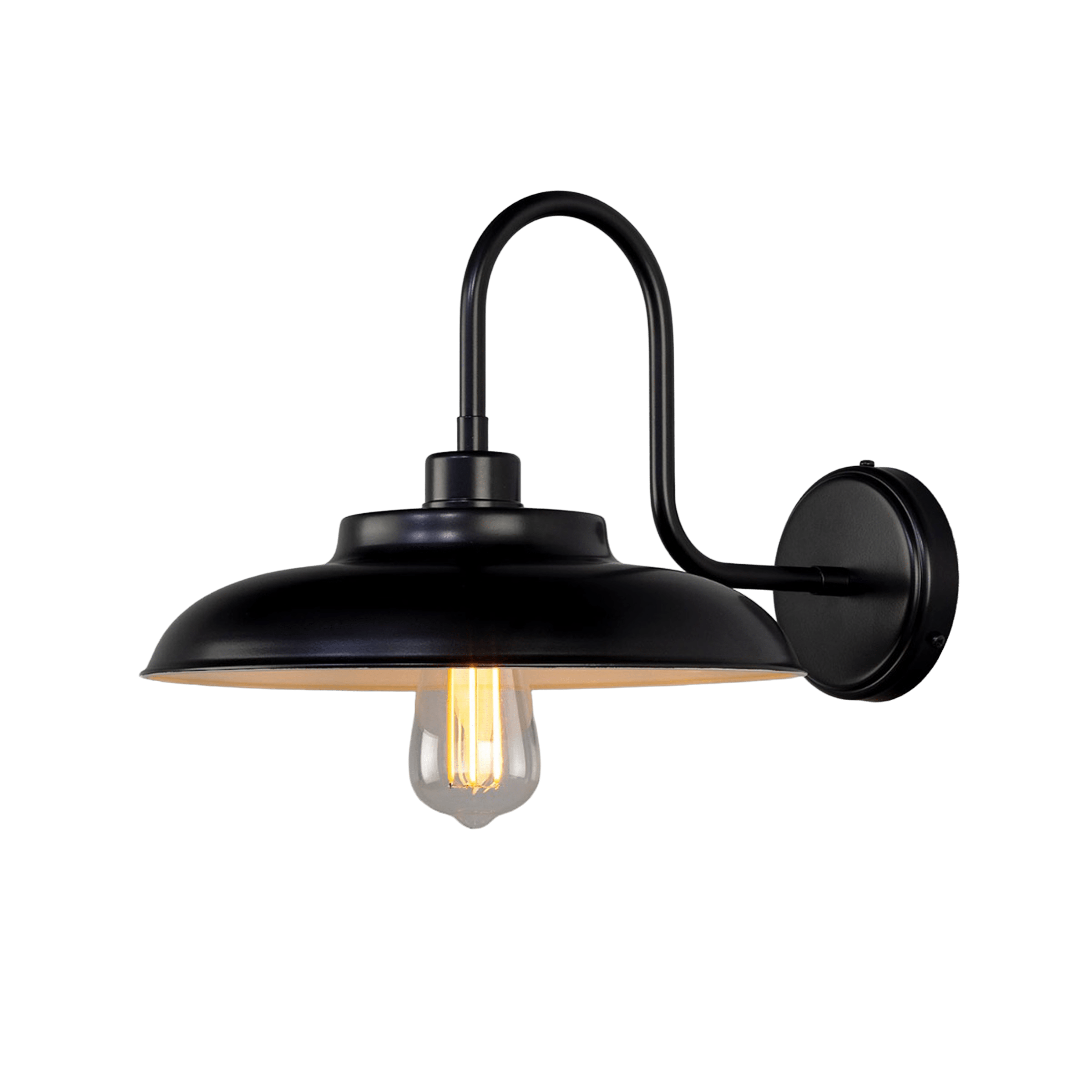 Mullan Lighting Lighting Powder-Coated Matte Black Telal Industrial Swan Neck Wall Sconce