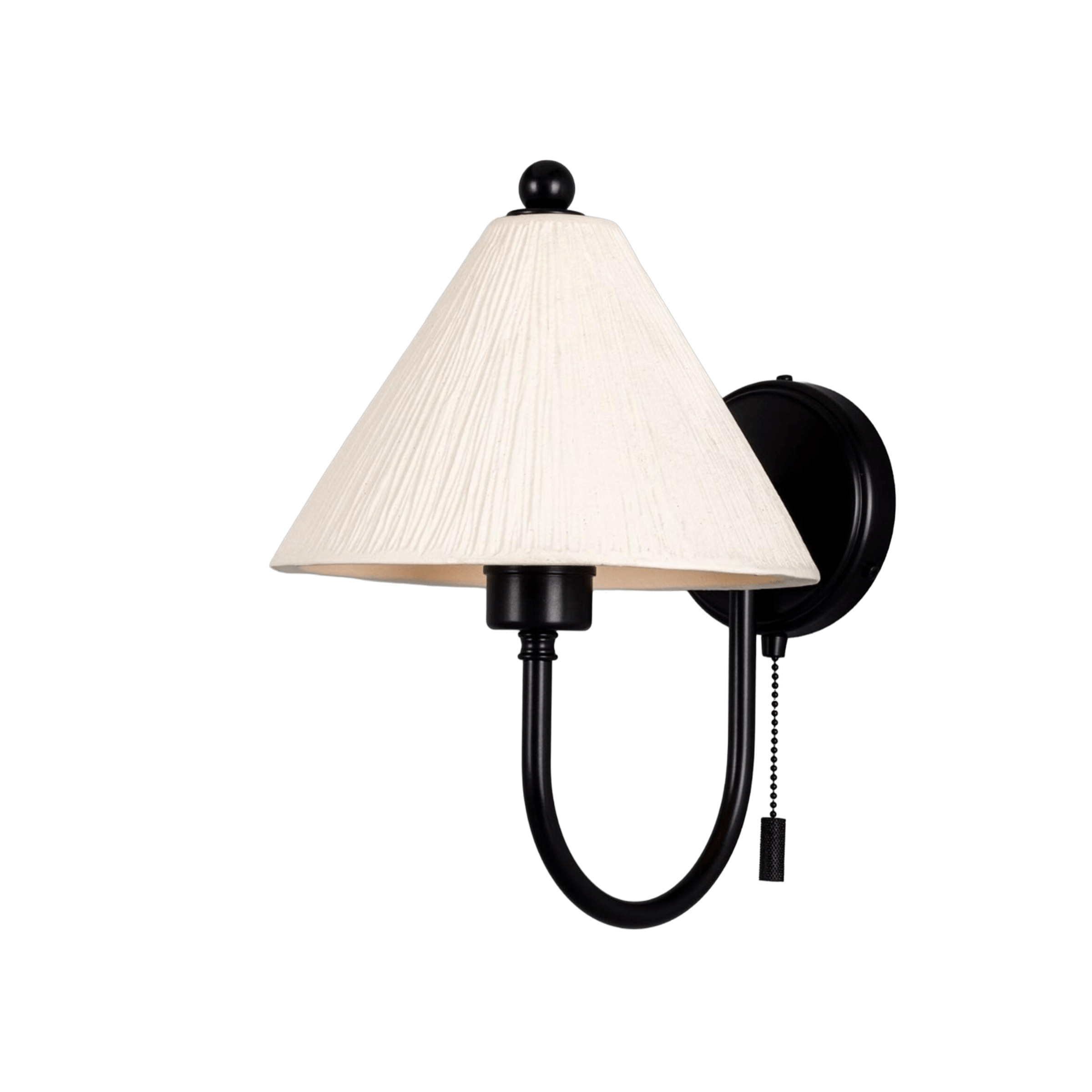 Mullan Lighting Lighting Powder-Coated Matte Black / Plain Brass Tilia Ceramic Cone Wall Sconce