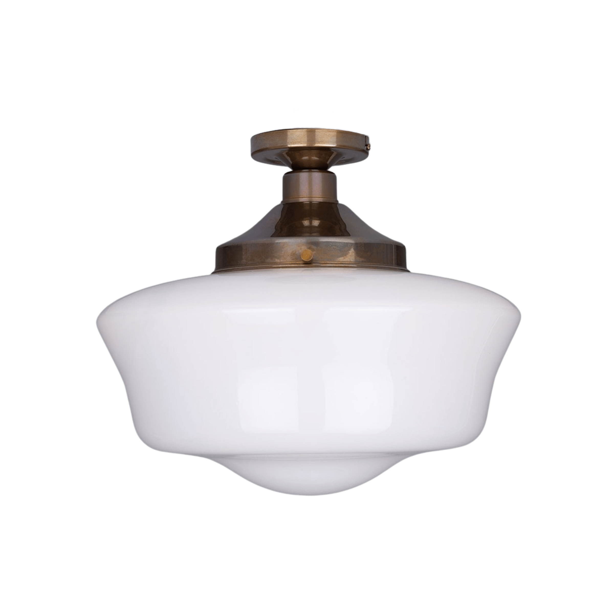 Mullan Lighting Lighting Antique Brass Traditional Schoolhouse Flush Ceiling Light