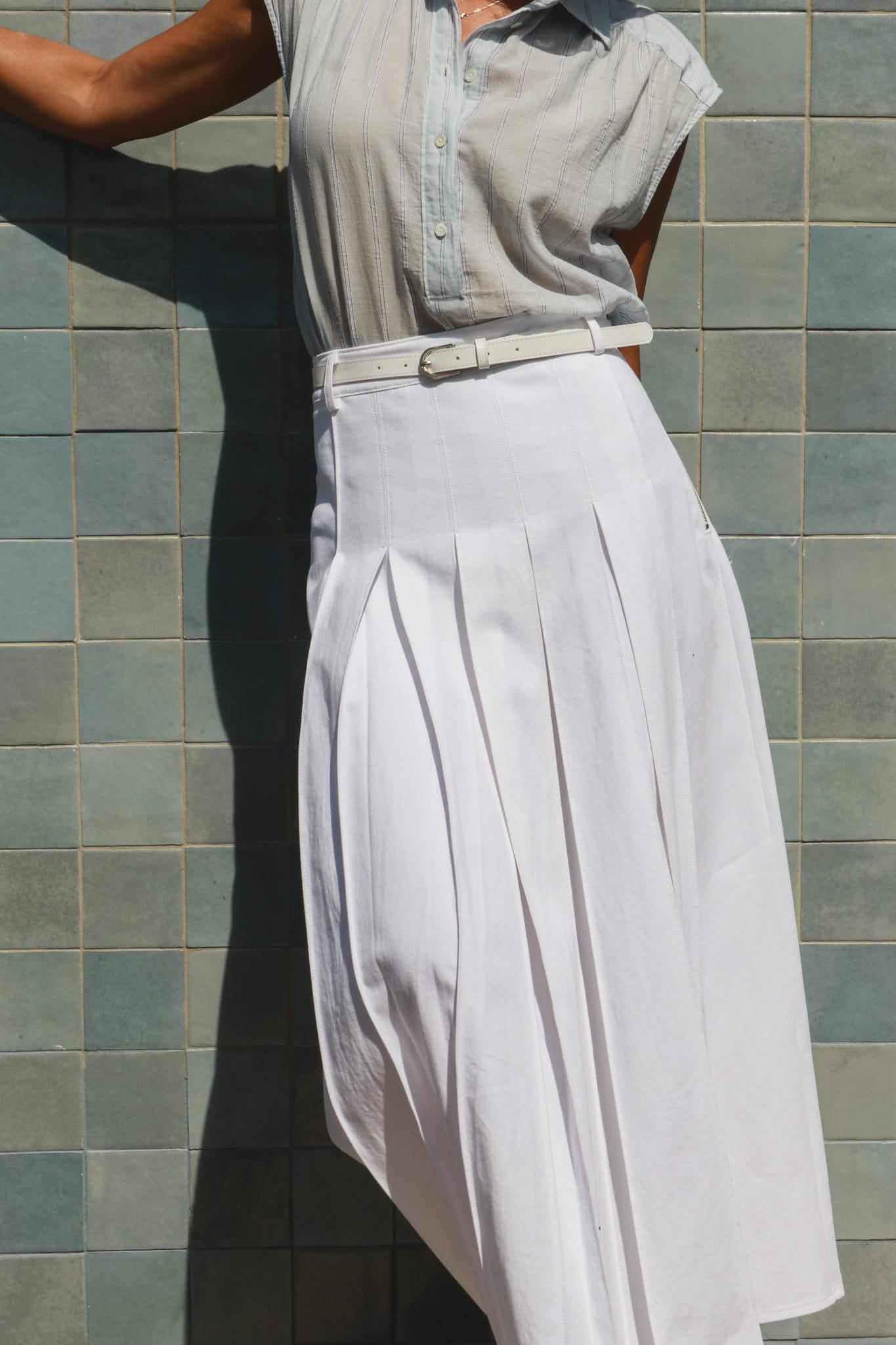 Studio D'aaRI SHOP Twill Pleats Long Skirt, Various Colors