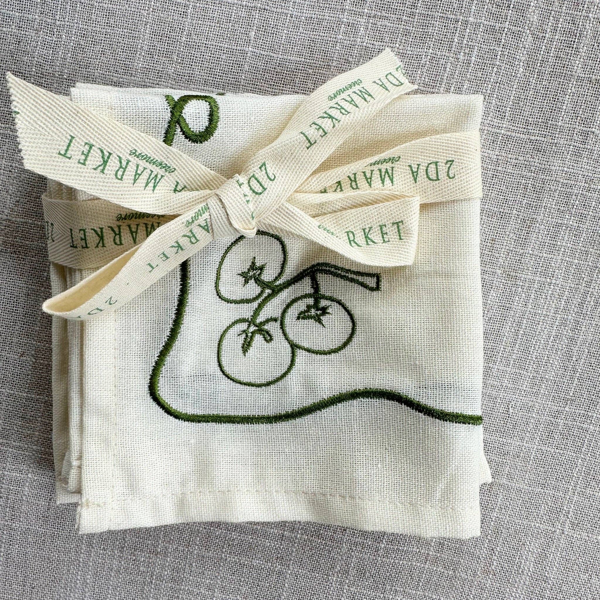 2DA Cloth Napkins Veggie Embroidered Cocktail Napkin Set