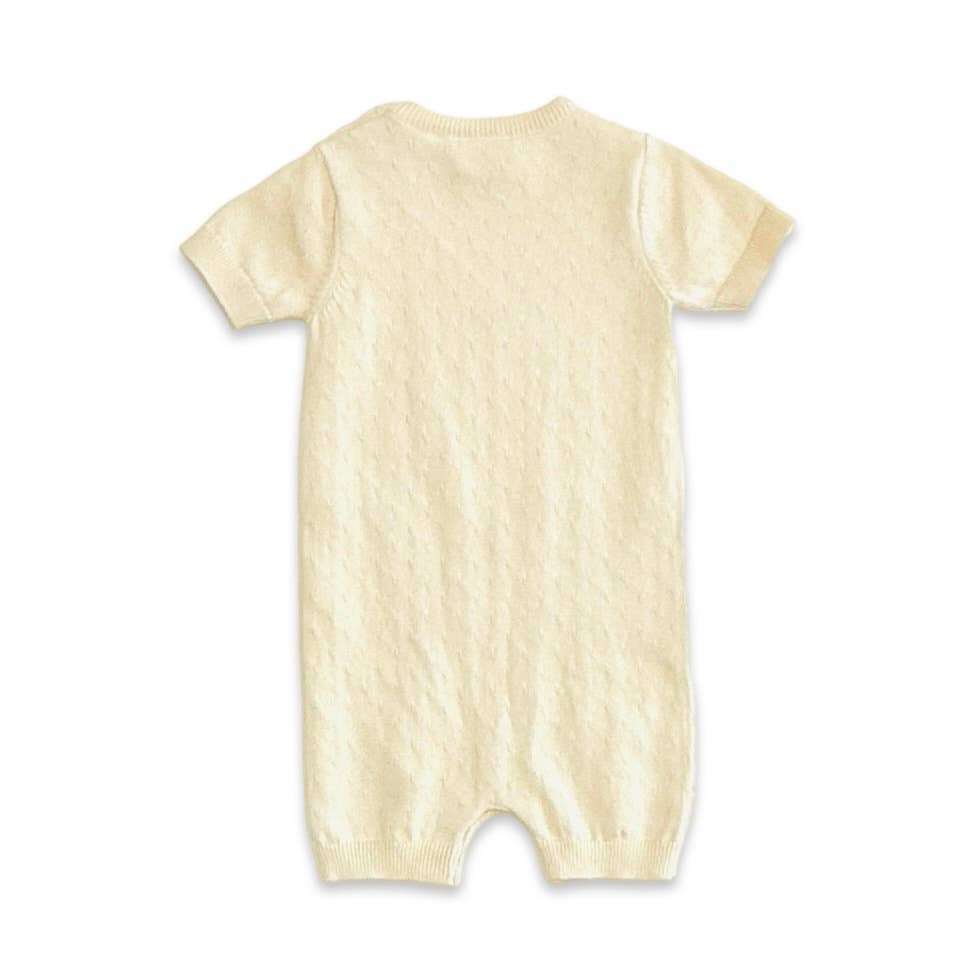 Viverano Organics Viverano Organics - Pineapple Embroidered Pointelle Knit Baby Romper