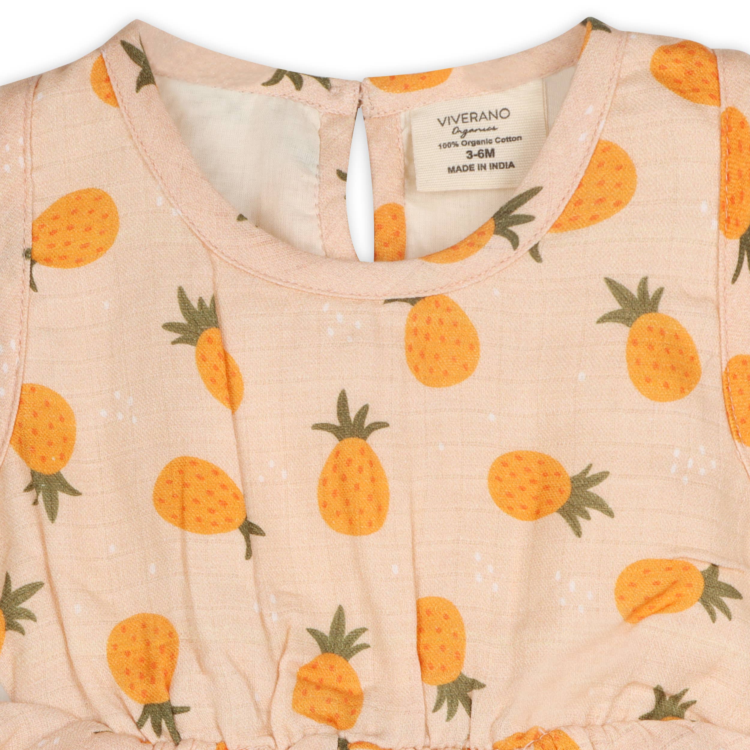 Viverano Organics Viverano Organics - Pineapple Ruffle Short Baby Romper (Organic Muslin)