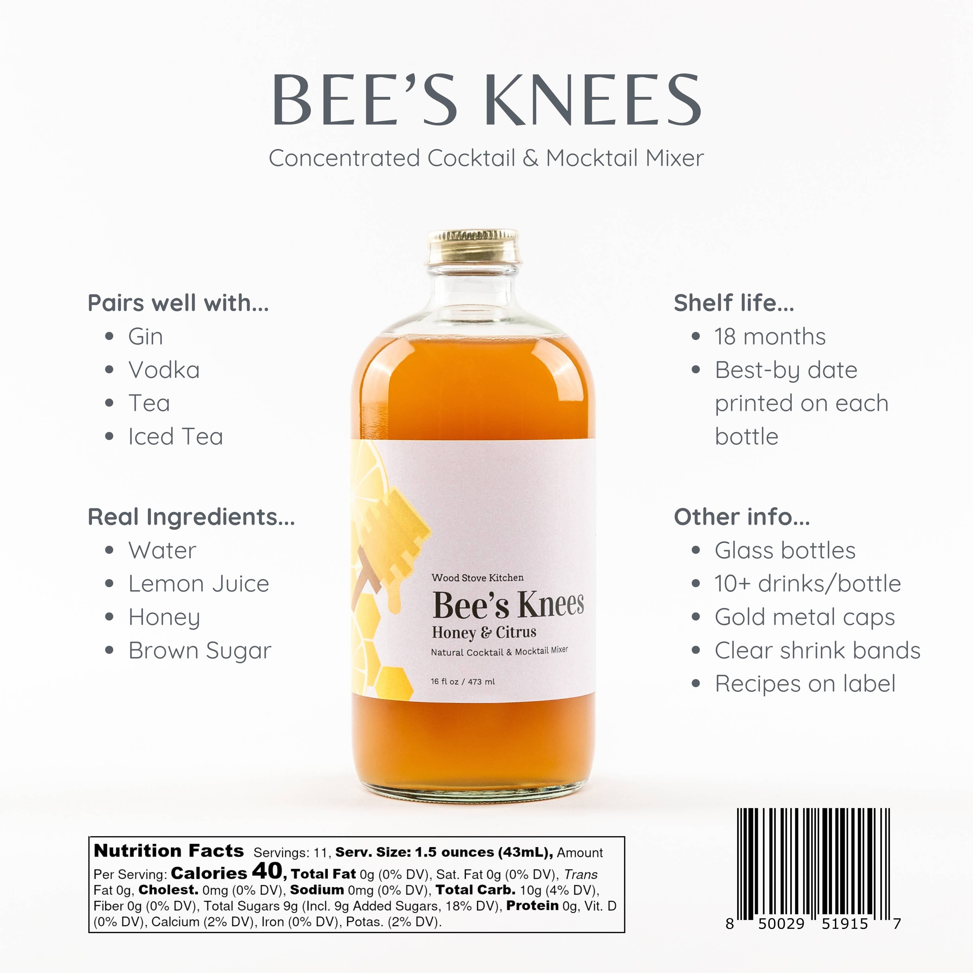 Wood Stove Kitchen Wood Stove Kitchen - Bee's Knees Cocktail and Mocktail Mixer, 16 fl oz