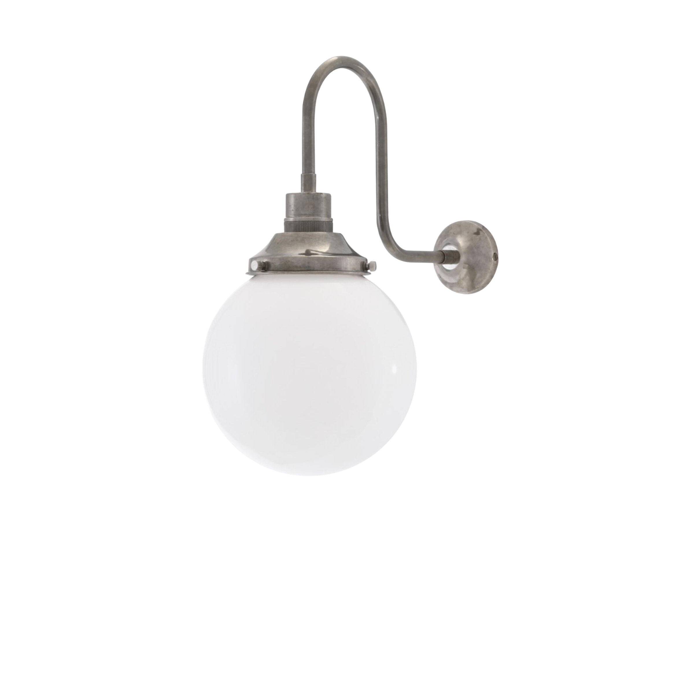 Mullan Lighting Lighting 7.75" Dia / Antique Silver Yerevan Opal Glass Globe Swan Neck Wall Sconce