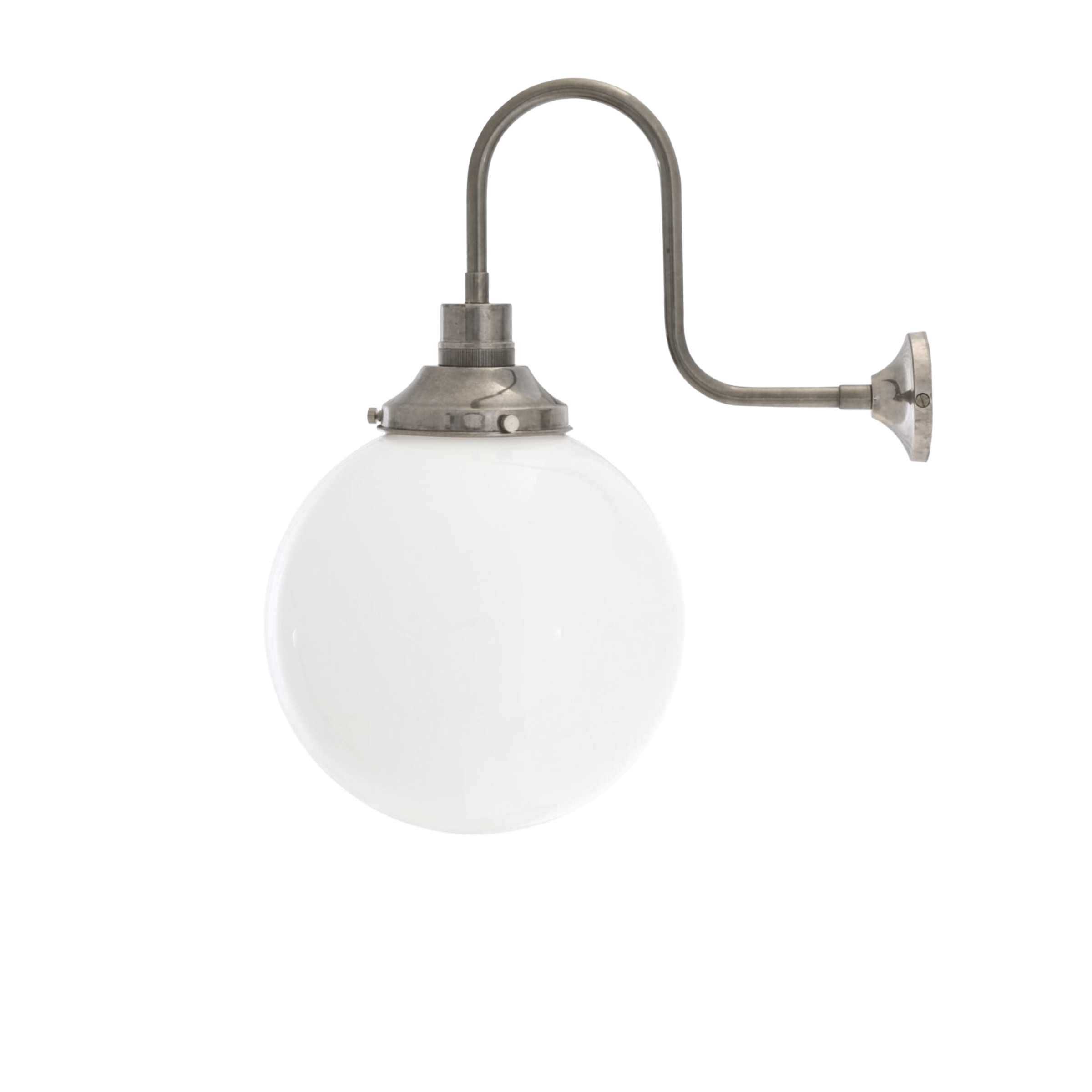 Mullan Lighting Lighting Yerevan Opal Glass Globe Swan Neck Wall Sconce