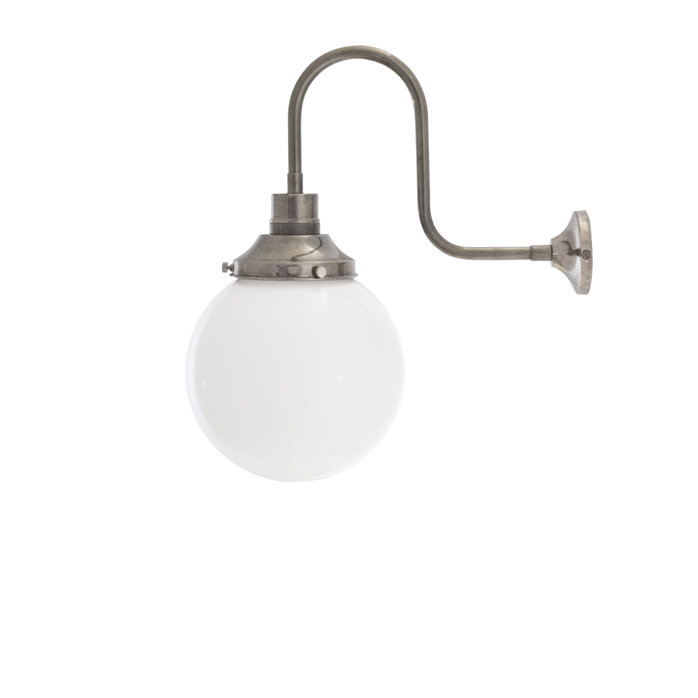 Mullan Lighting Lighting Yerevan Opal Glass Globe Swan Neck Wall Sconce