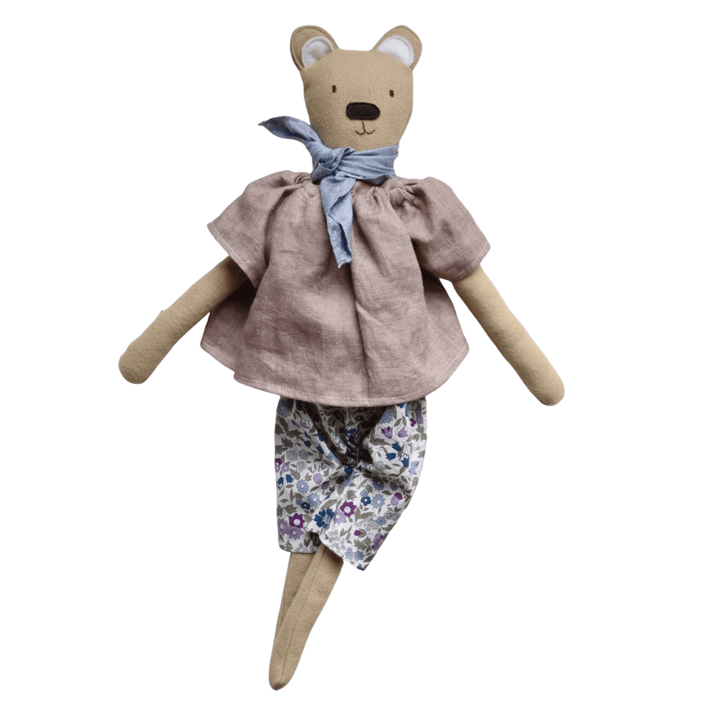 Woolgrass Farm Child Floral Pants Agatha the Bear Doll