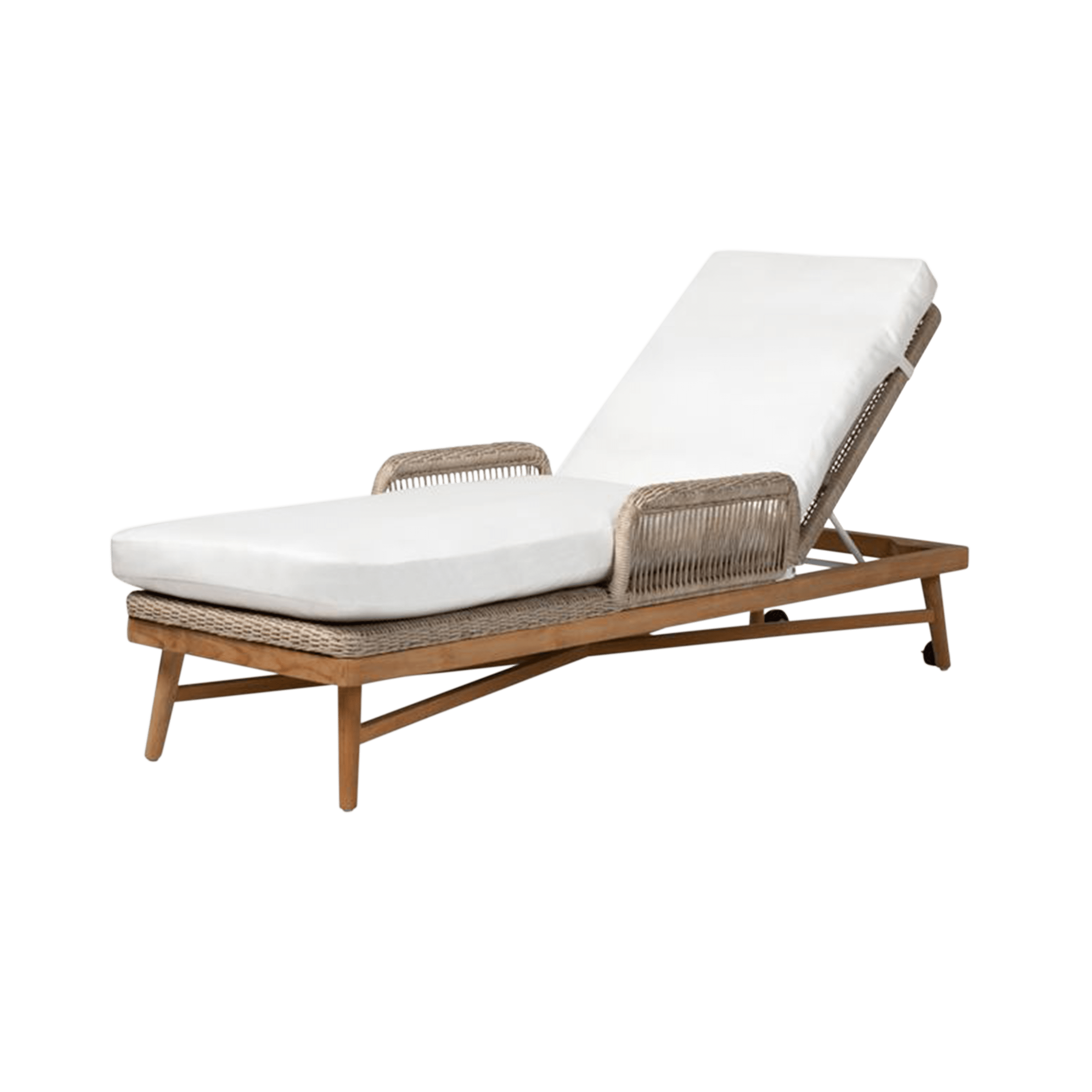 Made Goods Furniture Natural Twisted Faux Wicker/Teak Frame Hendrick Chaise Lounge