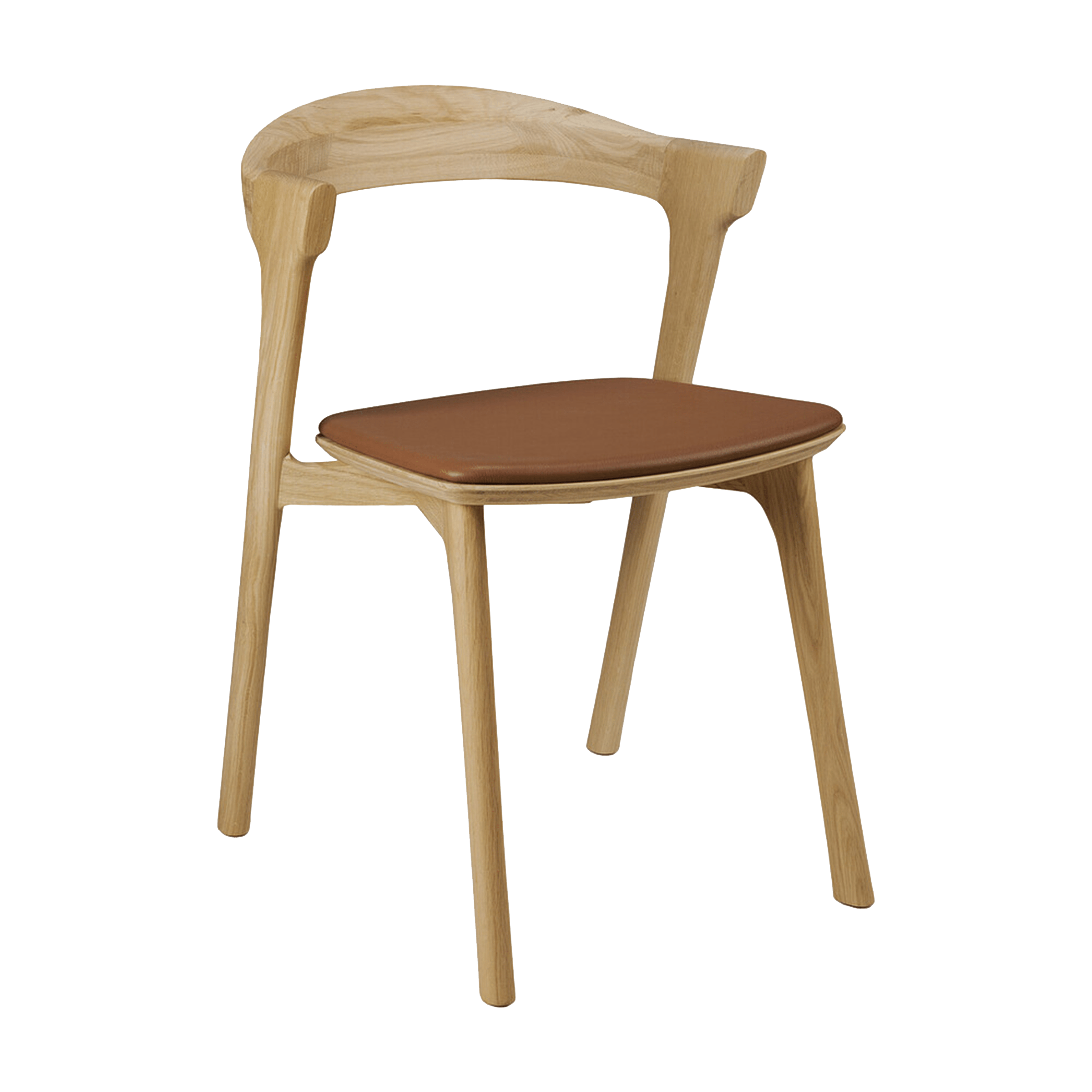 Ethnicraft Furniture Cognac Leather Upholstery Oak Bok Chair