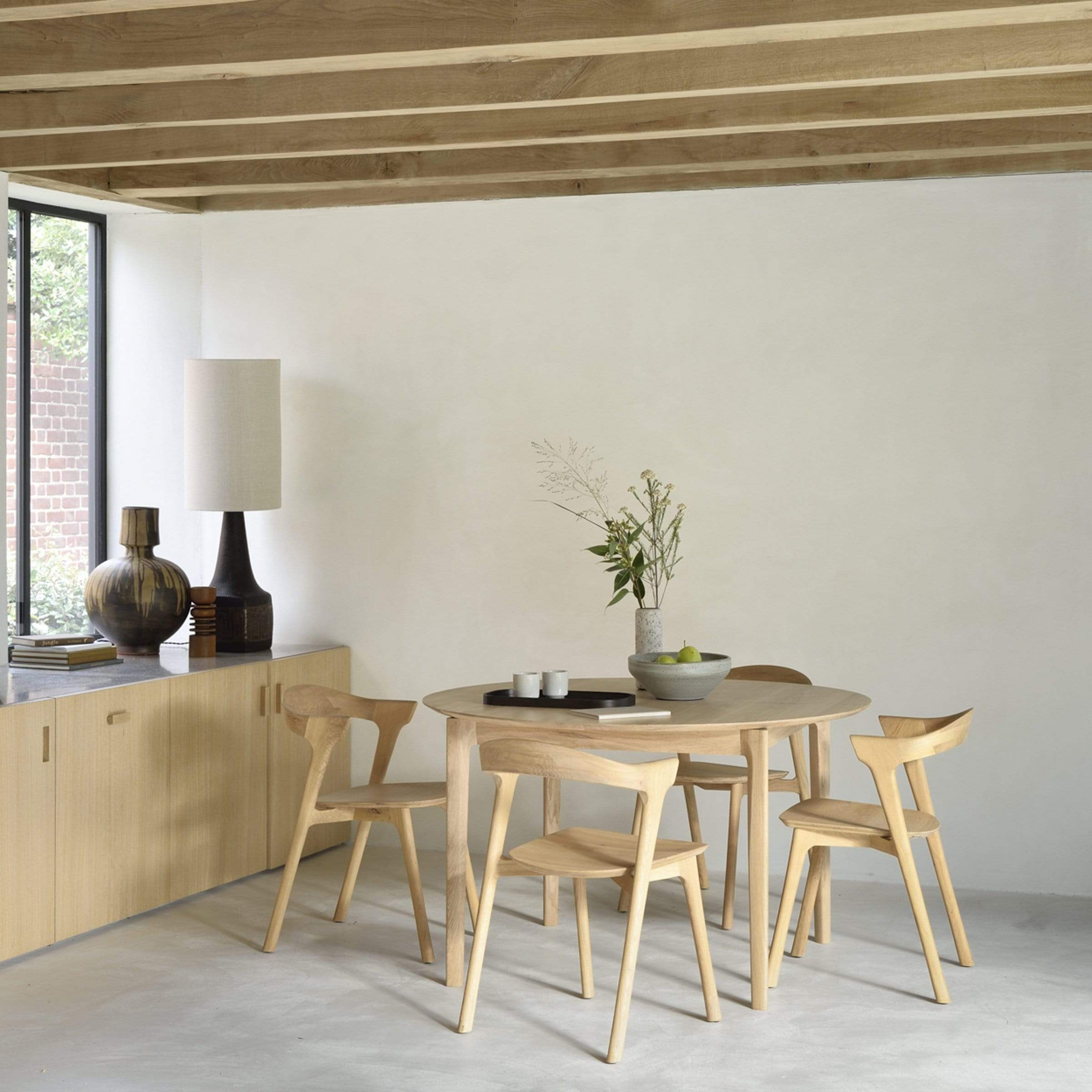 Ethnicraft Furniture Oak Bok Round Extendable Dining Table