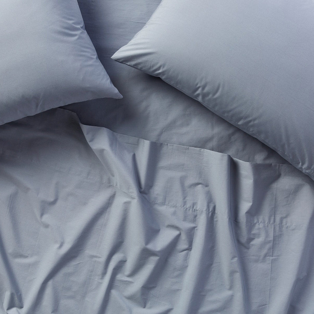 Coyuchi Bedding Queen/Standard / Steel Blue 300 Thread Count Organic Percale Pillowcases
