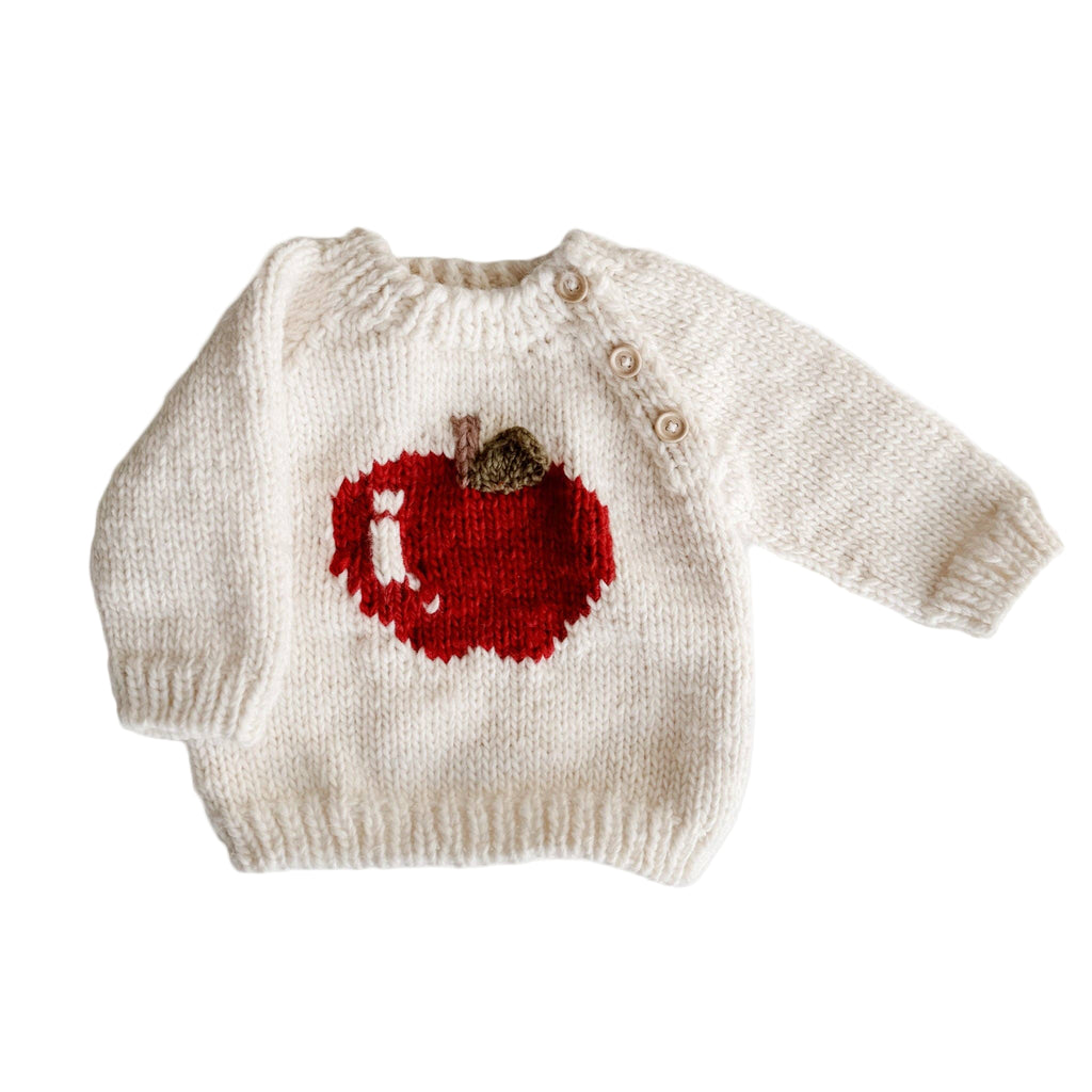 The Blueberry Hill S 12-24m / Cream 3D Apple Pullover Sweater Baby Kid Back to School Fall