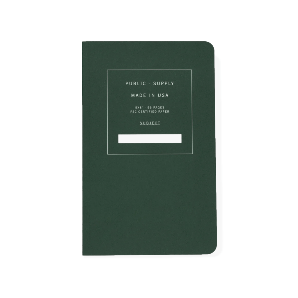 Public-Supply Office Supplies Green 5x8 Soft Notebook