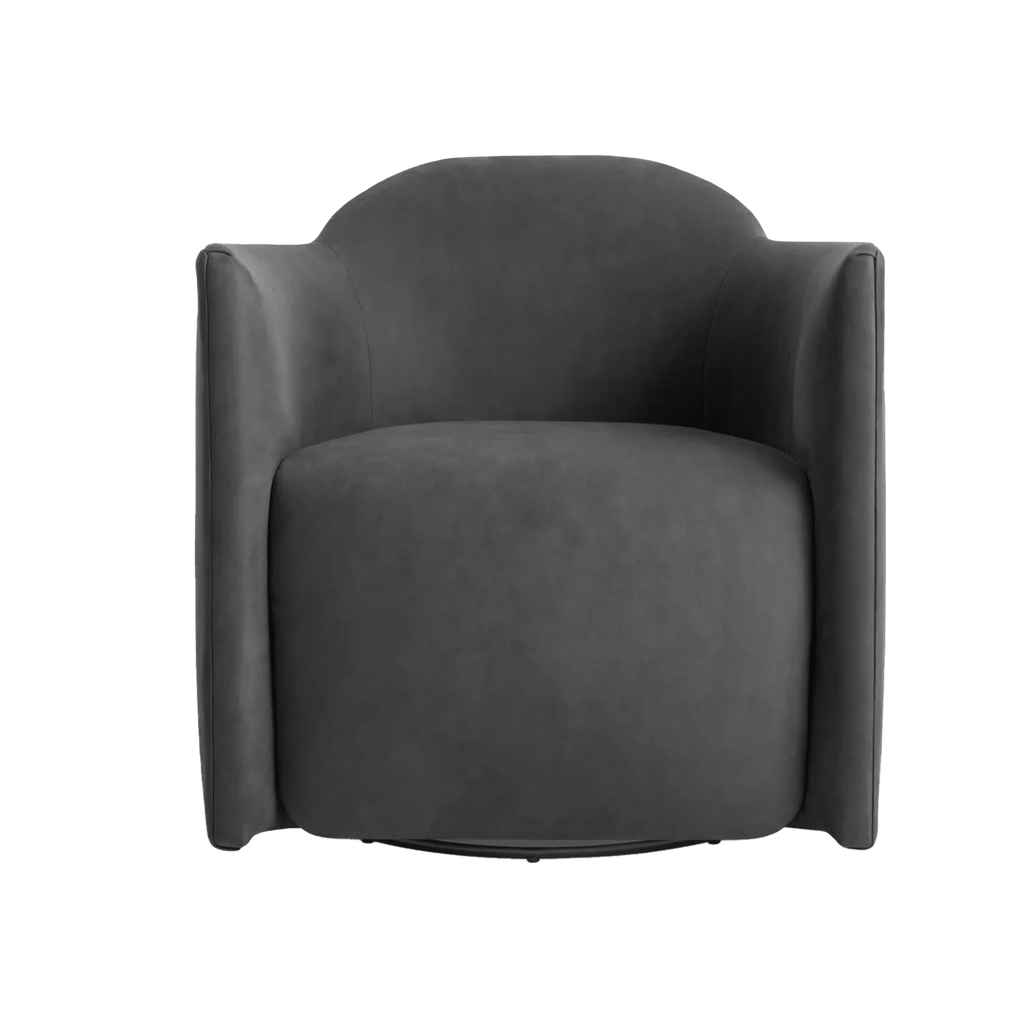 Blu Dot Furniture Ink Leather About Face Swivel Lounge Chair