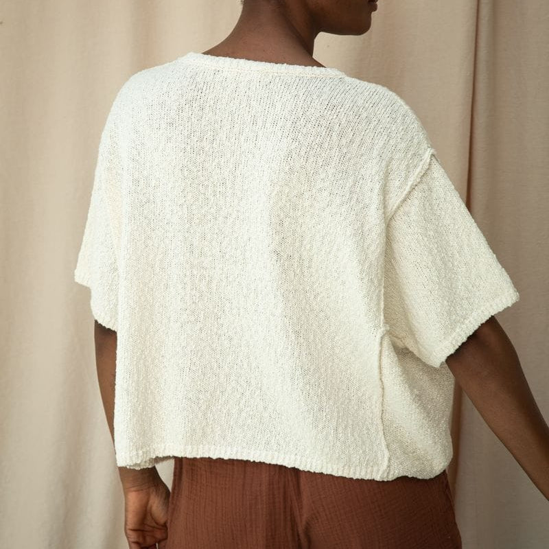 リムアーク　Oversize knit tops Oversized Mock-Layered Ribbed Knit Henley Top