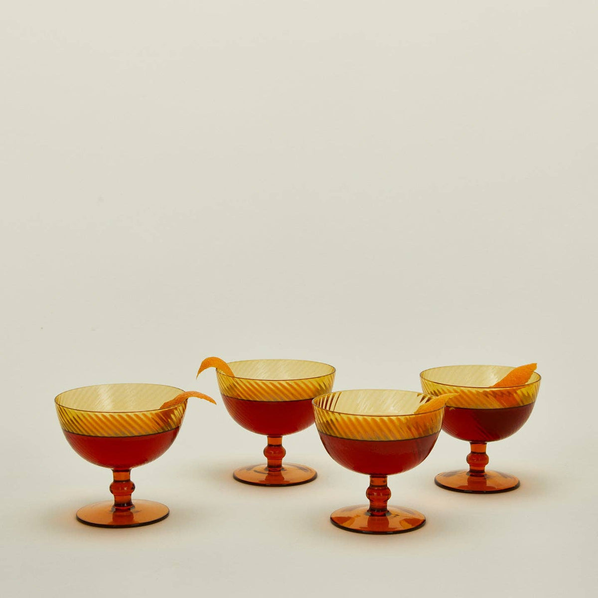 Hawkins New York SHOP Amber Optic Glass Coupe, Set of 4