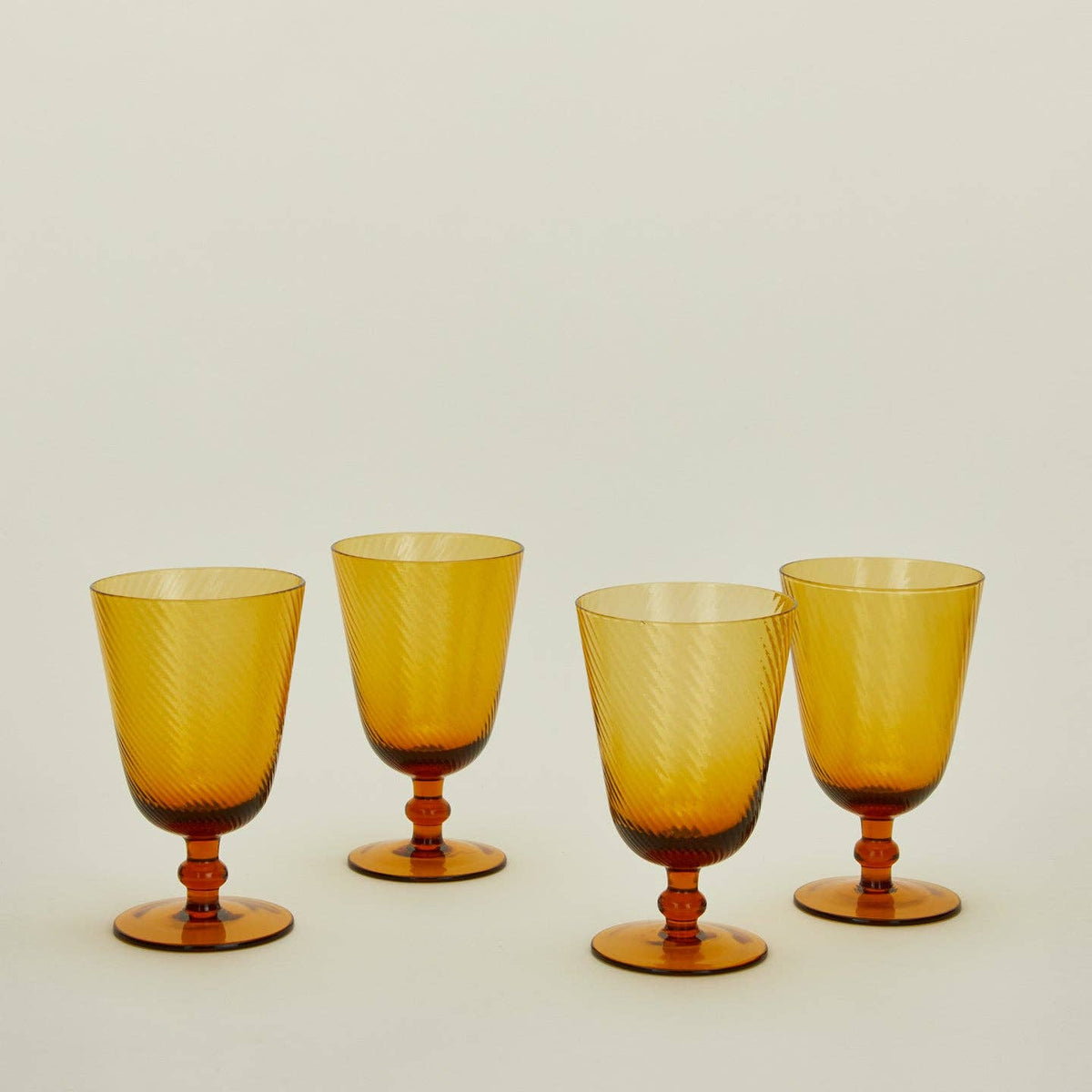 Hawkins New York SHOP Amber Optic Glass Goblets, Set of 4