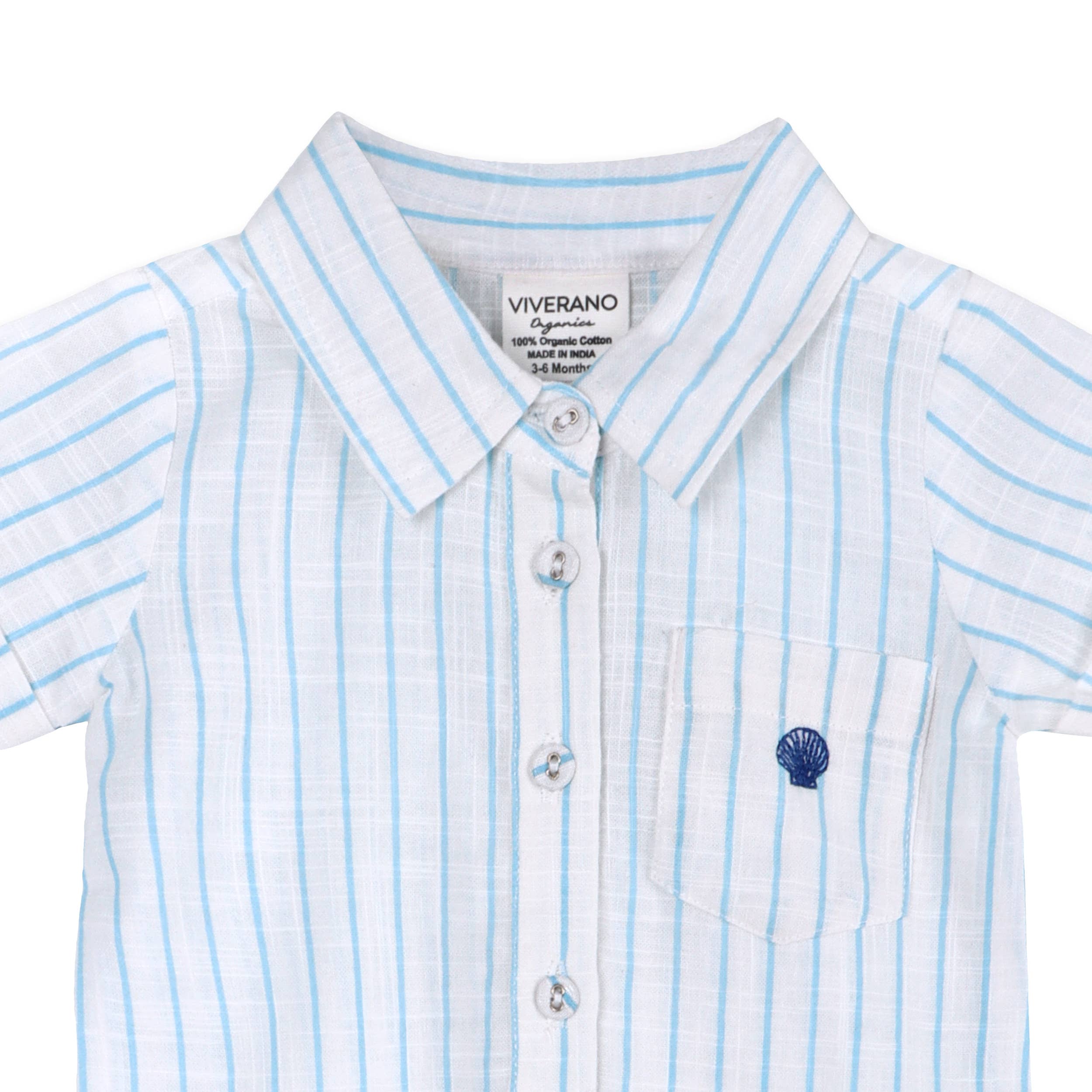 Viverano Organics Aqua Embroidered Baby Romper (Organic)